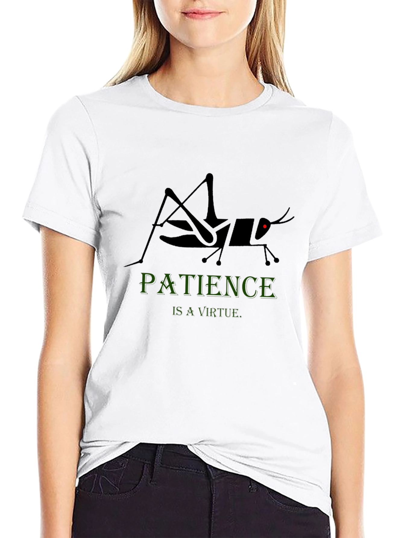 Patience Virtue Grasshopper Graphic Tee - Black