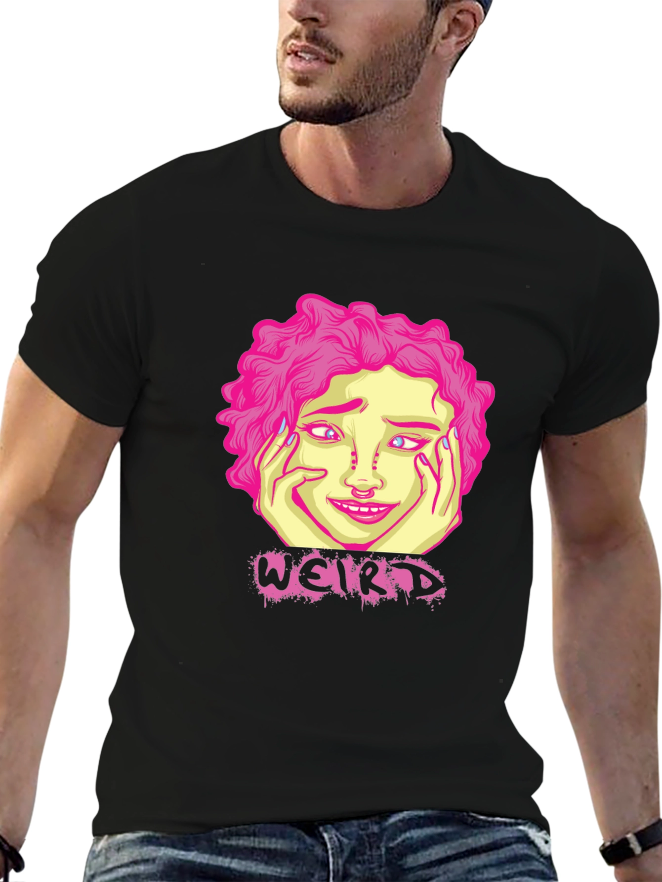 Weird Graphic T-Shirt - Black Cotton Tee