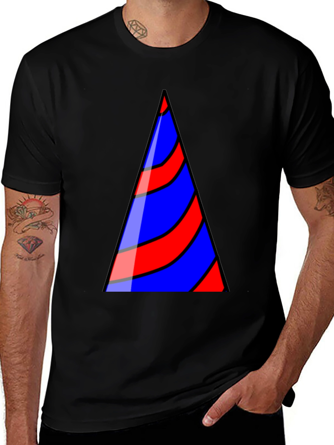 Striped Triangle Graphic T-Shirt