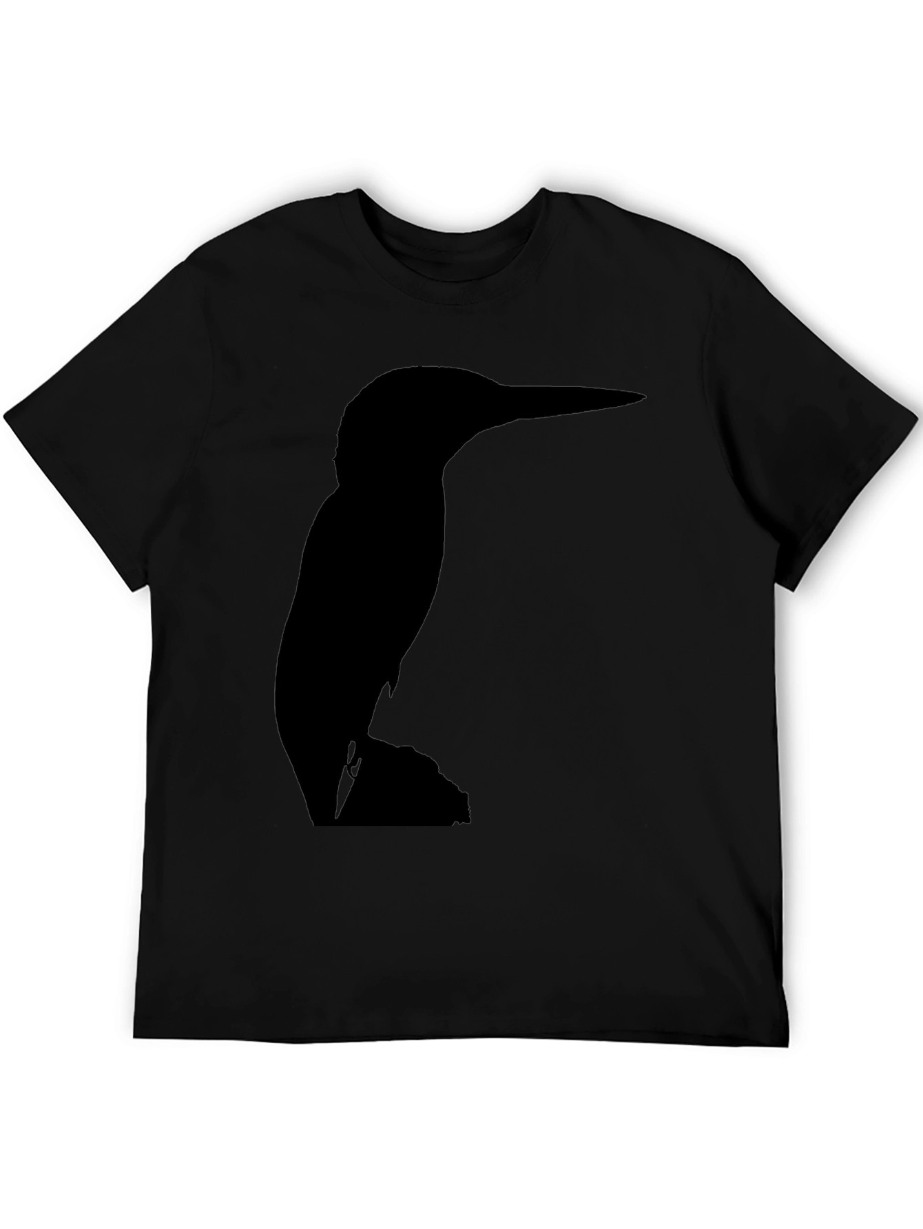 Kingfisher Bird Silhouette Black T-Shirt