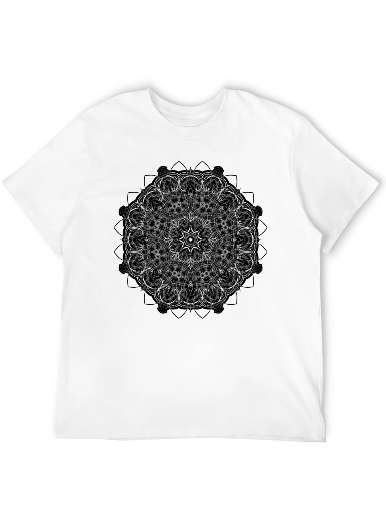 Mandala Design Black T-Shirt - Geometric Pattern Tee