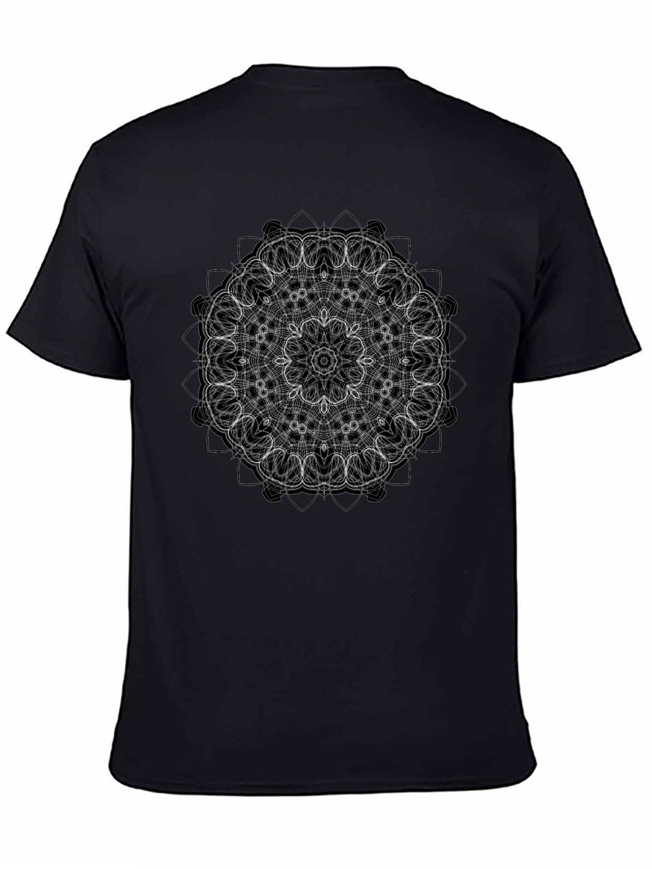 Mandala Design Black T-Shirt - Geometric Pattern Tee