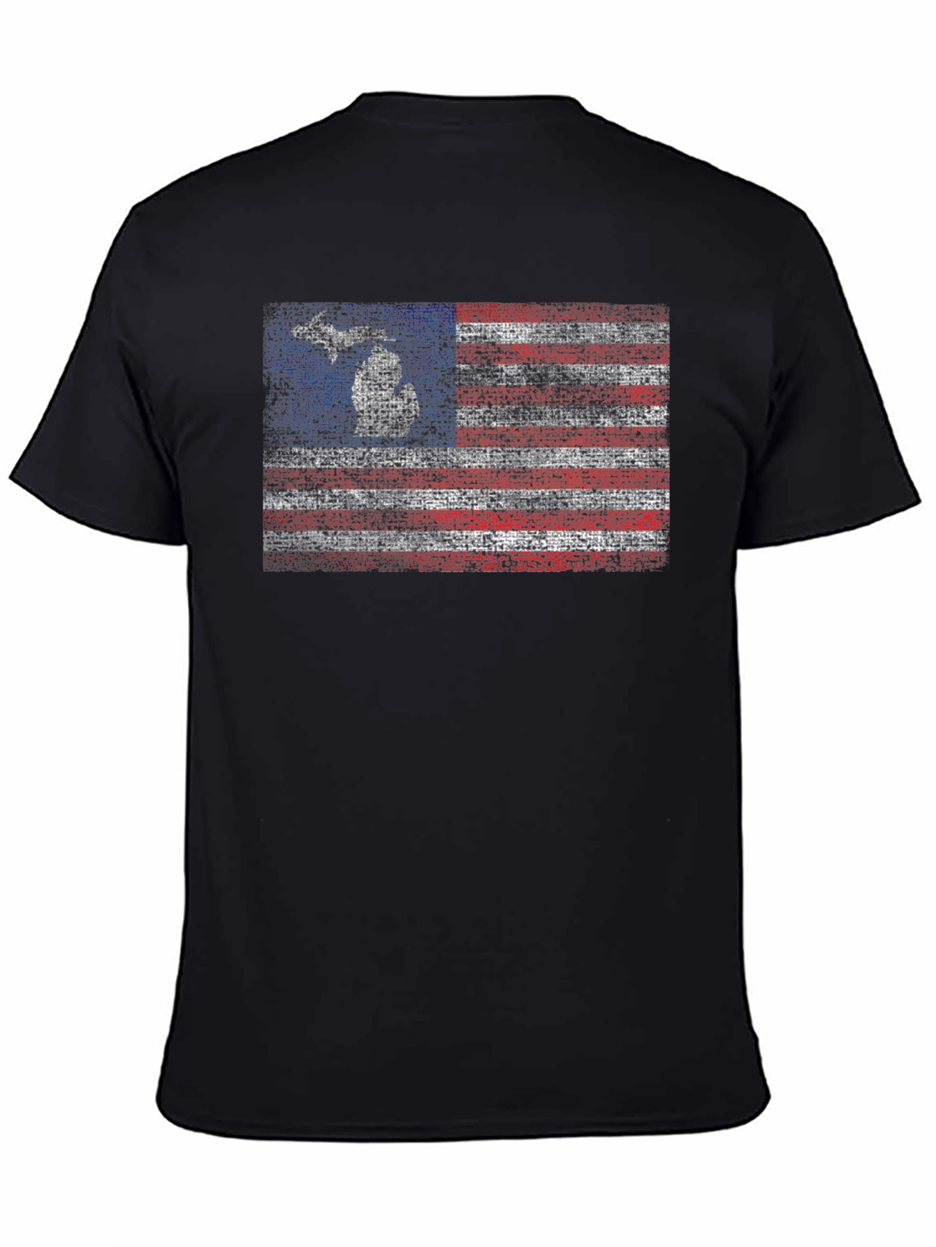 Michigan Flag Graphic Tee - Black Crew Neck