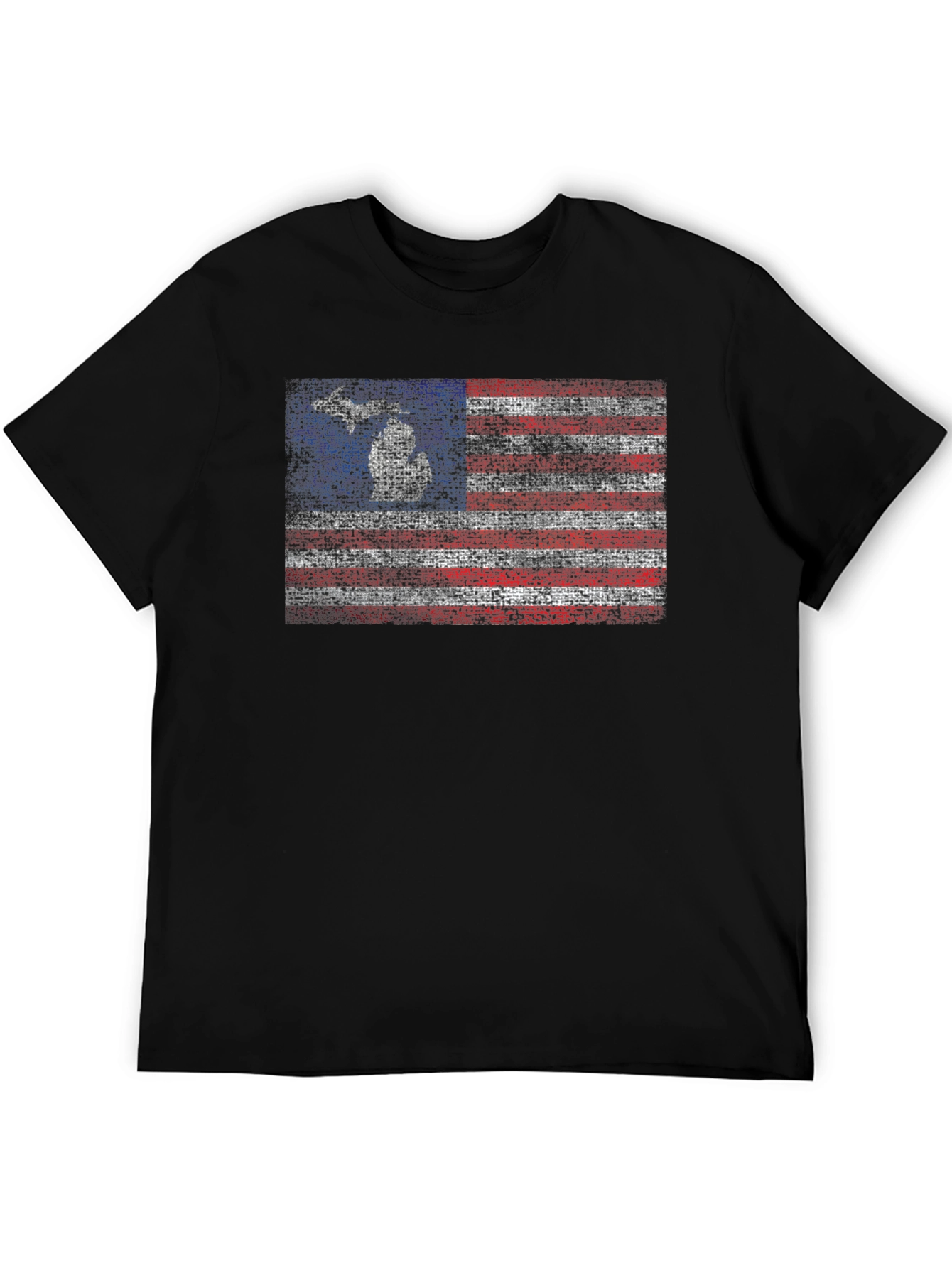 Michigan Flag Graphic Tee - Black Crew Neck