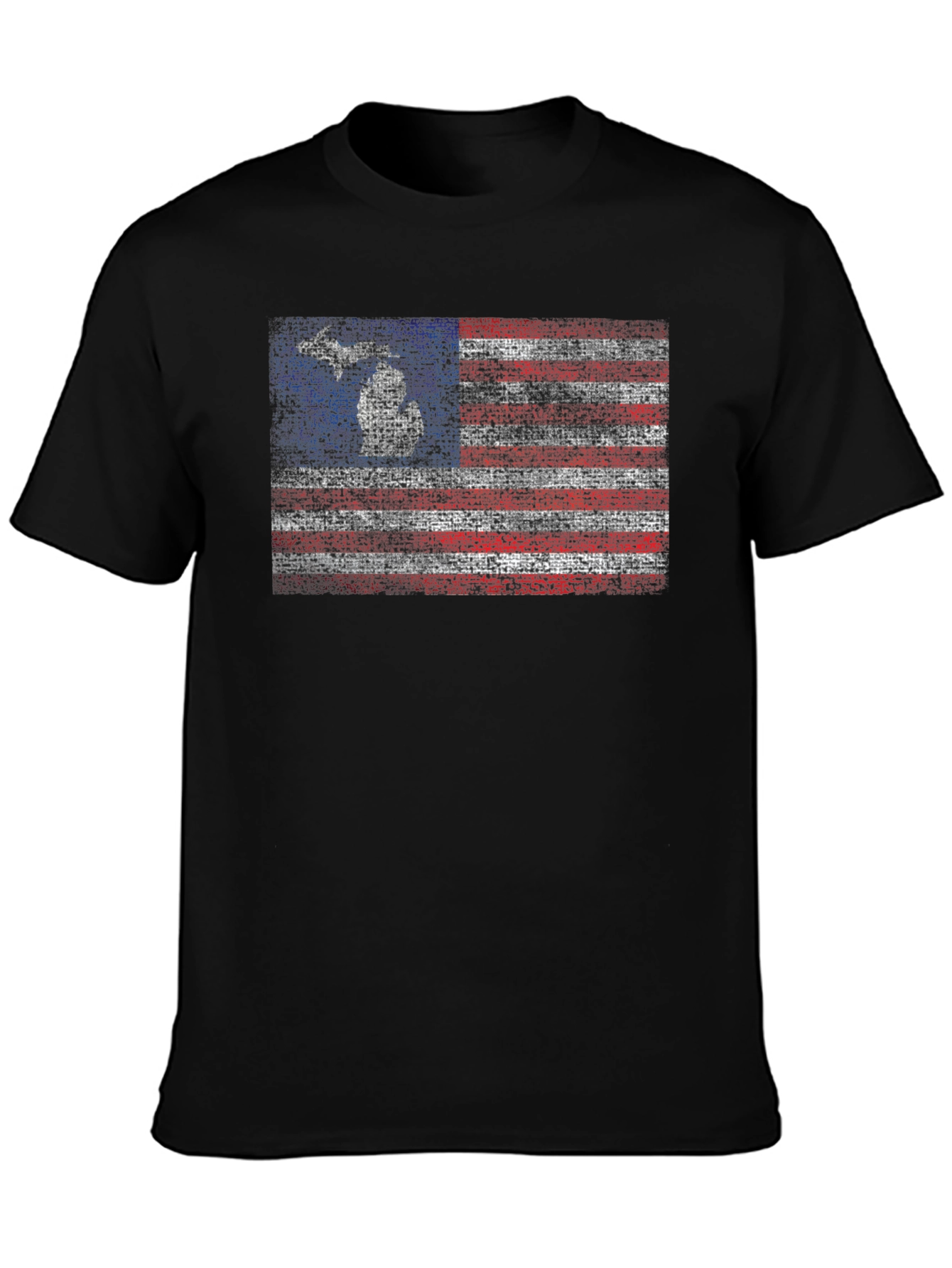 Michigan Flag Graphic Tee - Black Crew Neck
