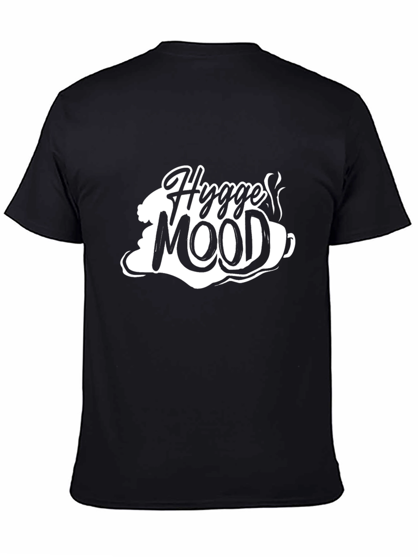 Hygge Mood Graphic Tee - Black Cotton Blend T-Shirt