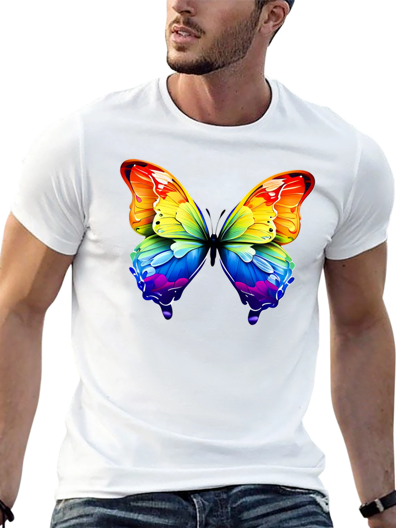 Rainbow Butterfly Graphic T-Shirt