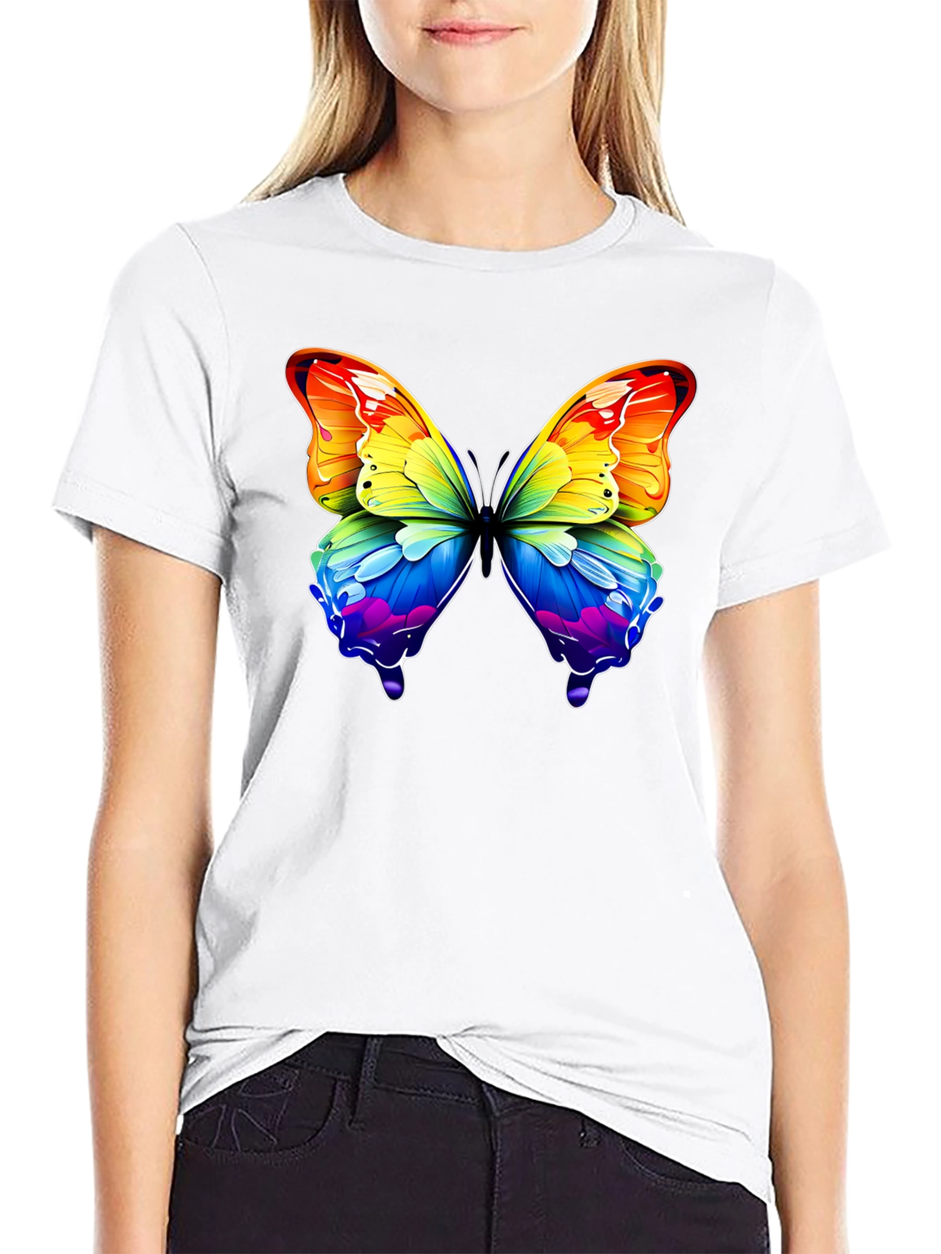 Rainbow Butterfly Graphic T-Shirt