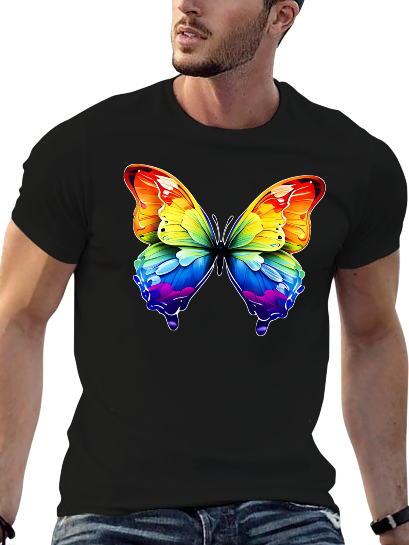 Rainbow Butterfly Graphic T-Shirt