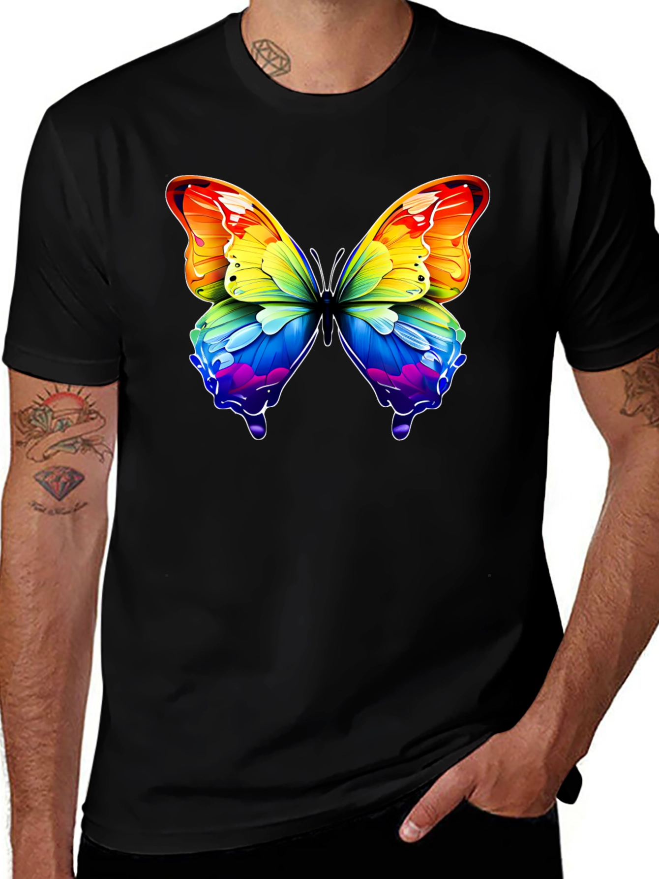 Rainbow Butterfly Graphic T-Shirt