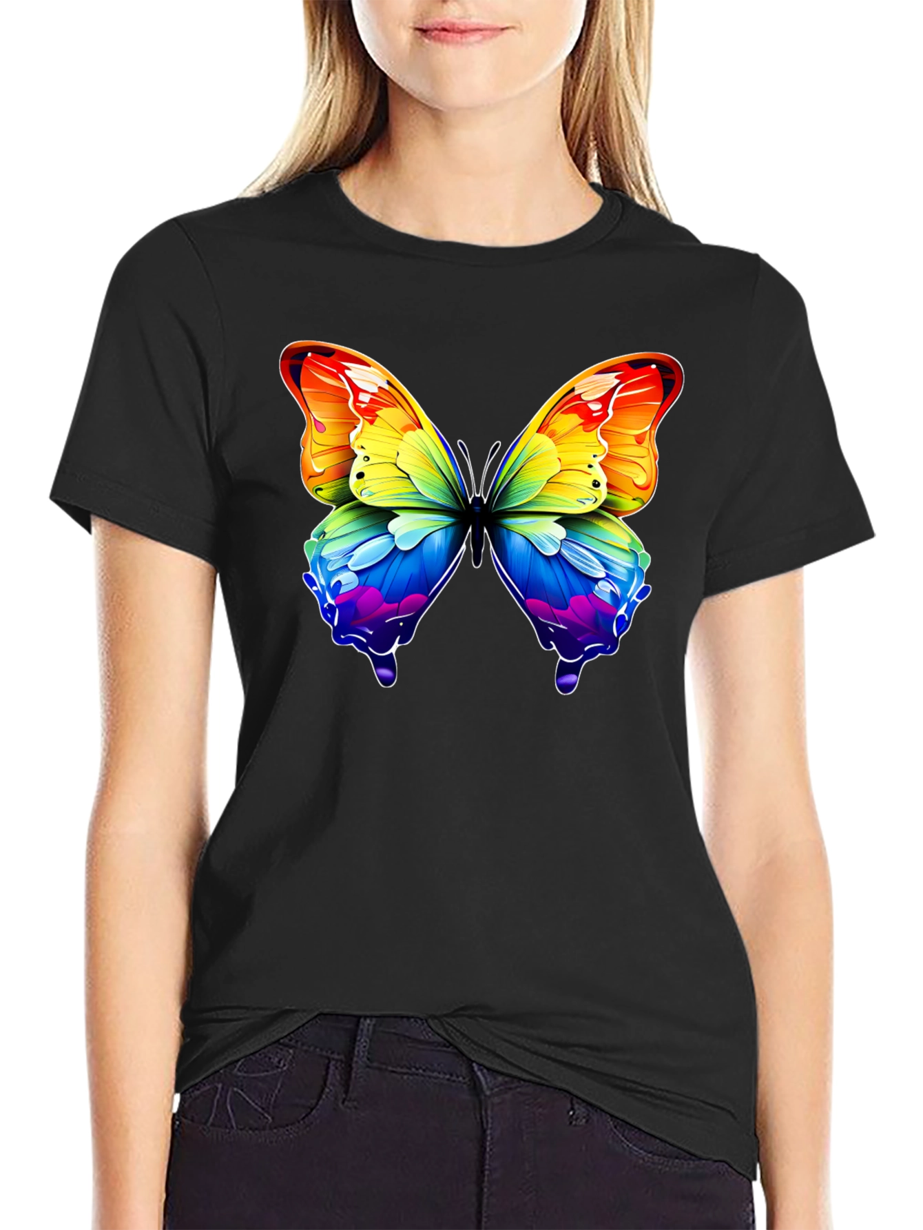 Rainbow Butterfly Graphic T-Shirt