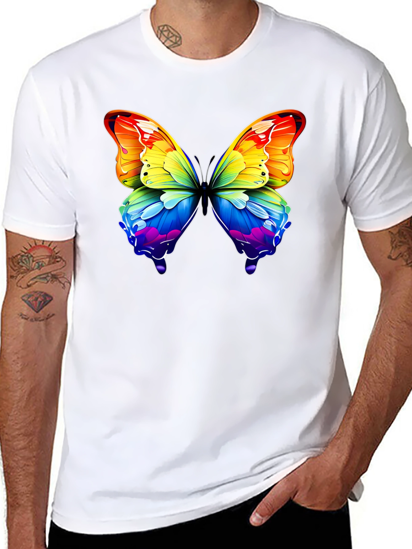Rainbow Butterfly Graphic T-Shirt