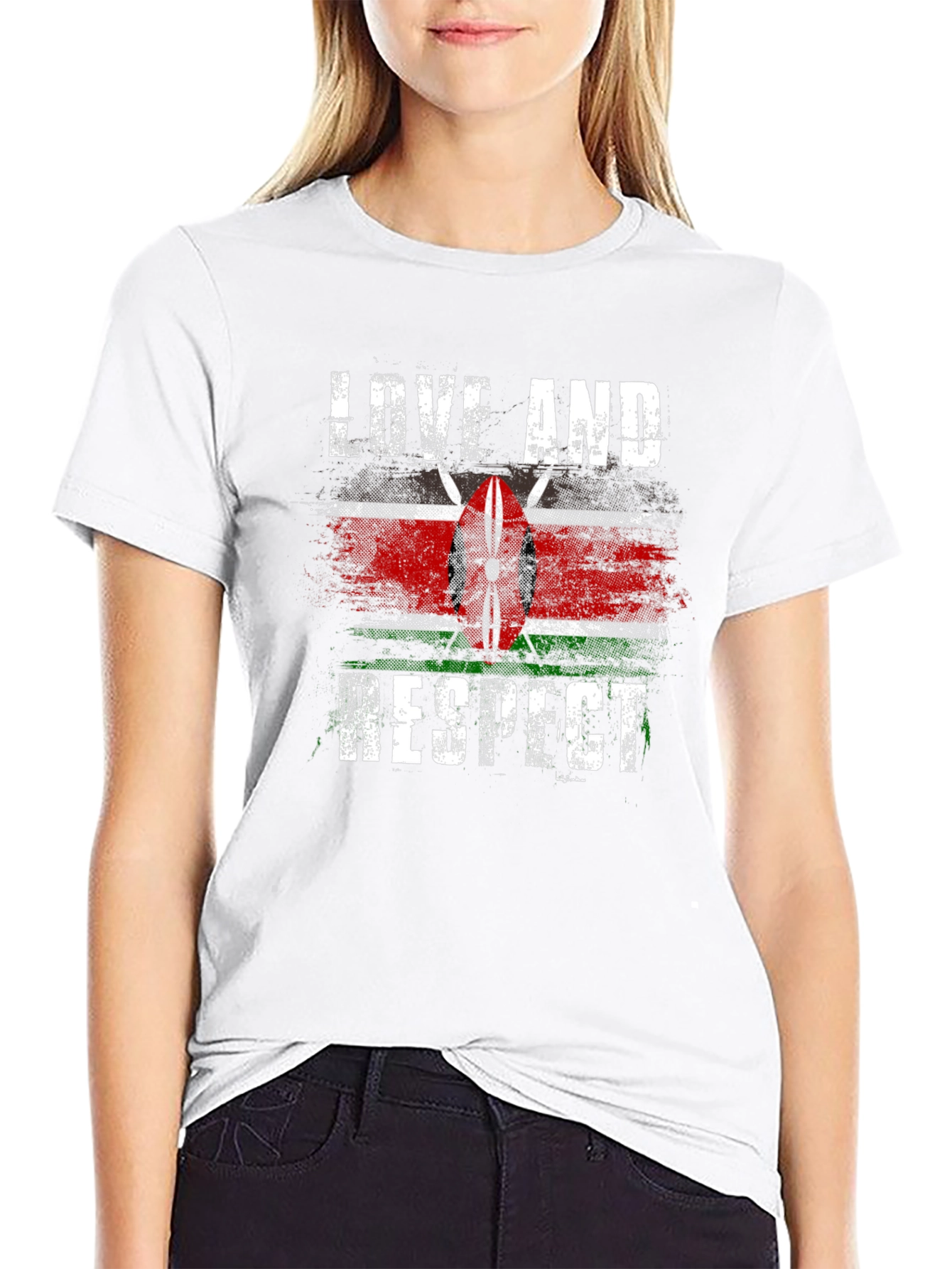 Kenya Flag Love and Respect Graphic Tee