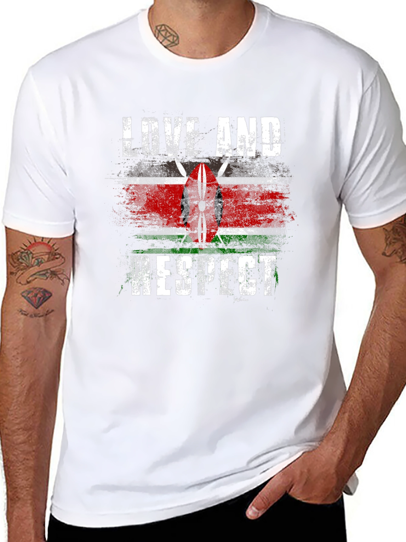 Kenya Flag Love and Respect Graphic Tee