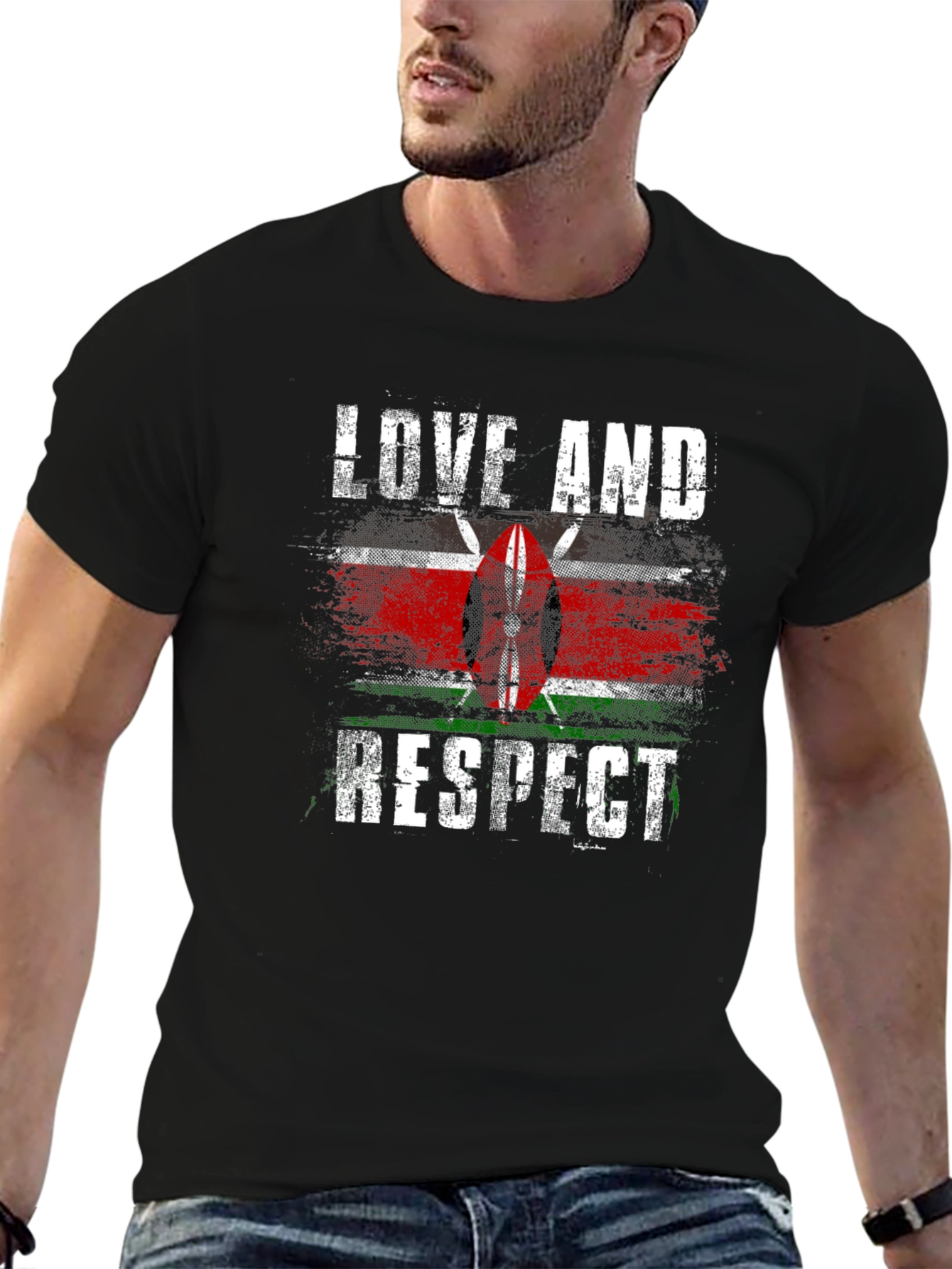 Kenya Flag Love and Respect Graphic Tee