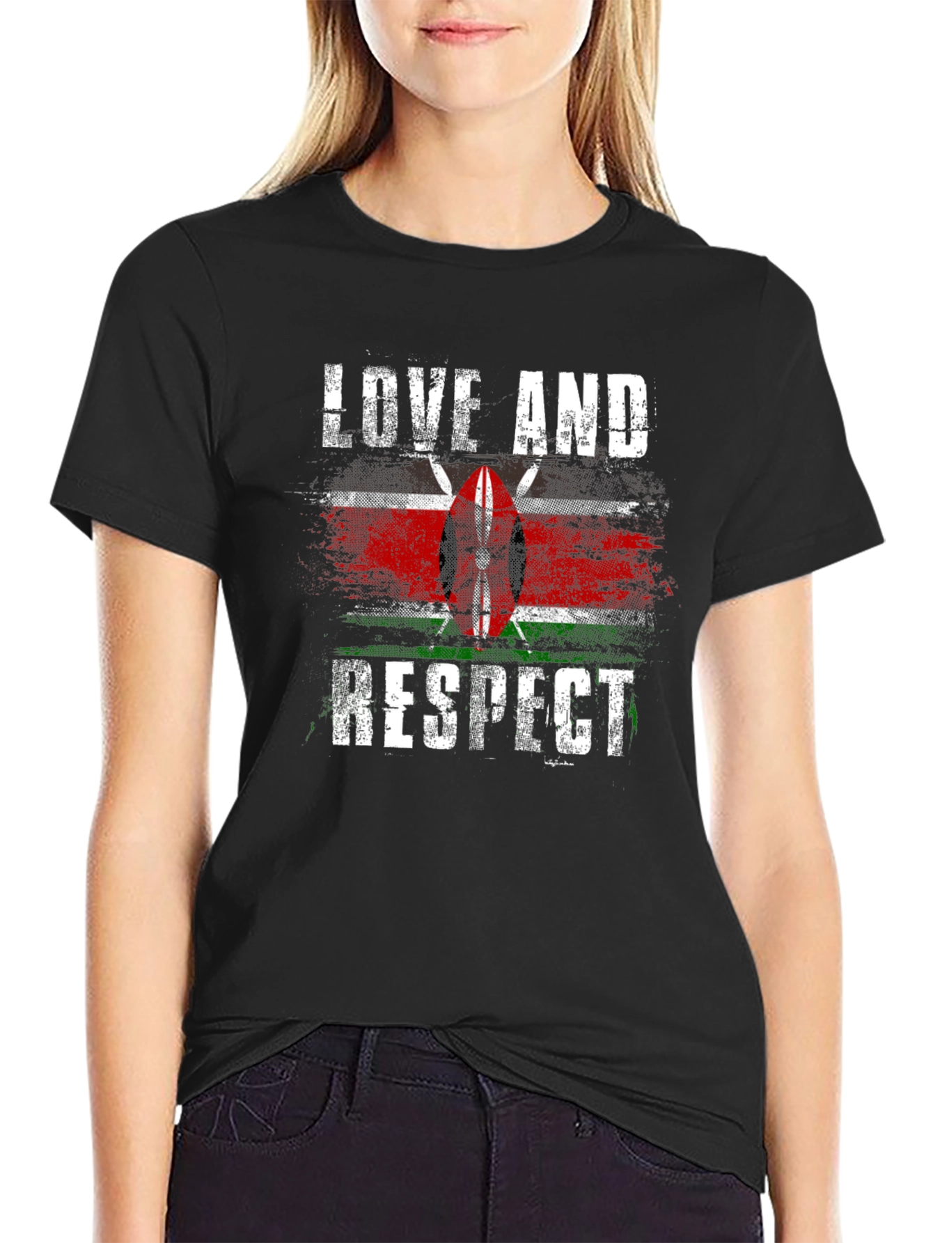 Kenya Flag Love and Respect Graphic Tee