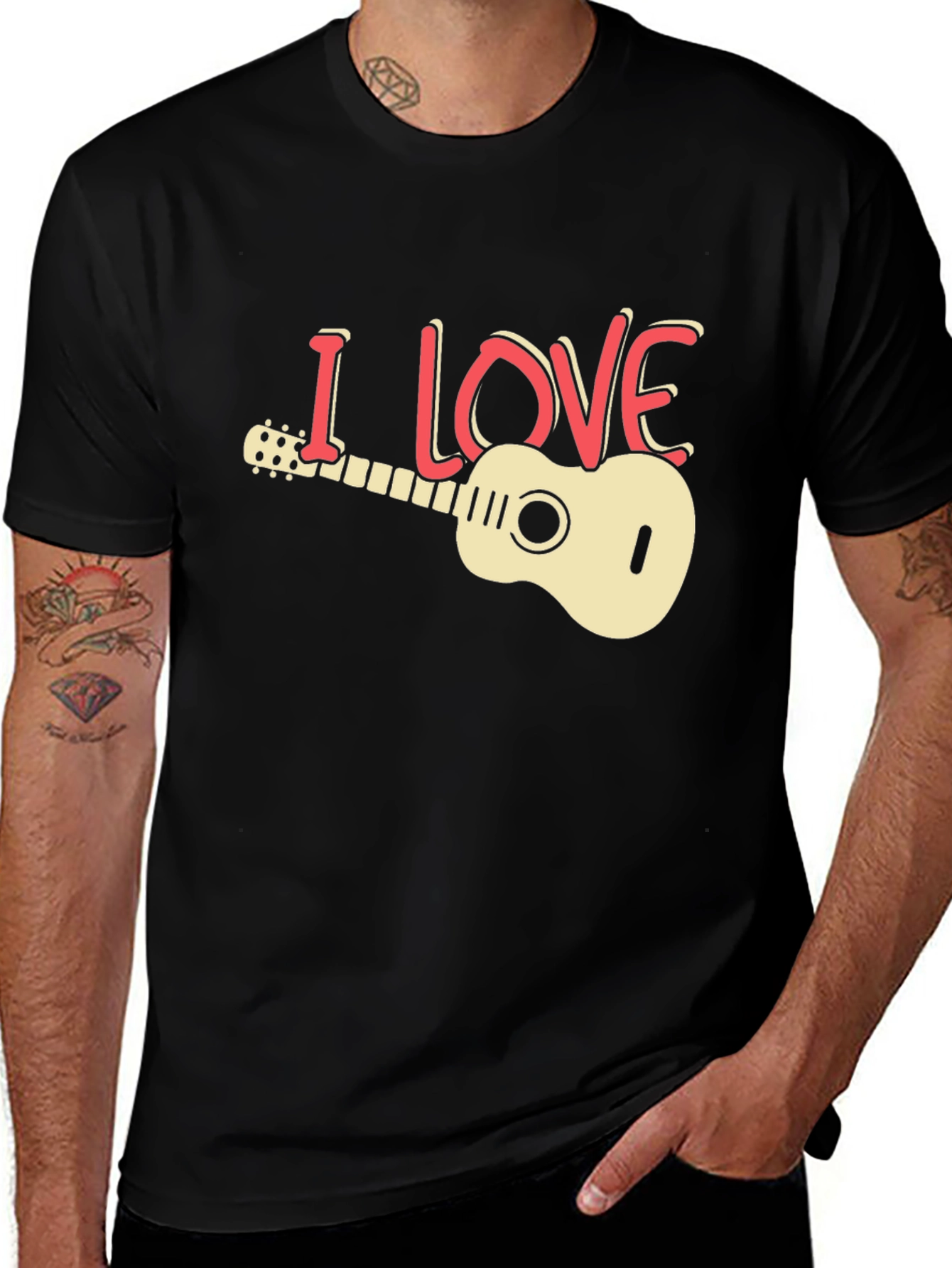 I Love Guitar Graphic T-Shirt - Musician Tee