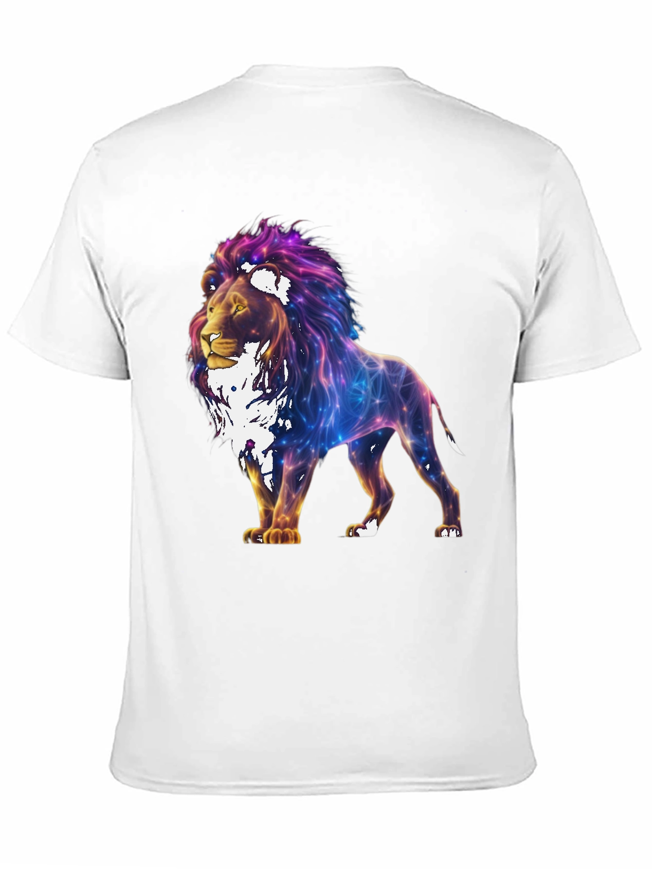 Lion Galaxy Graphic Print Black T-Shirt