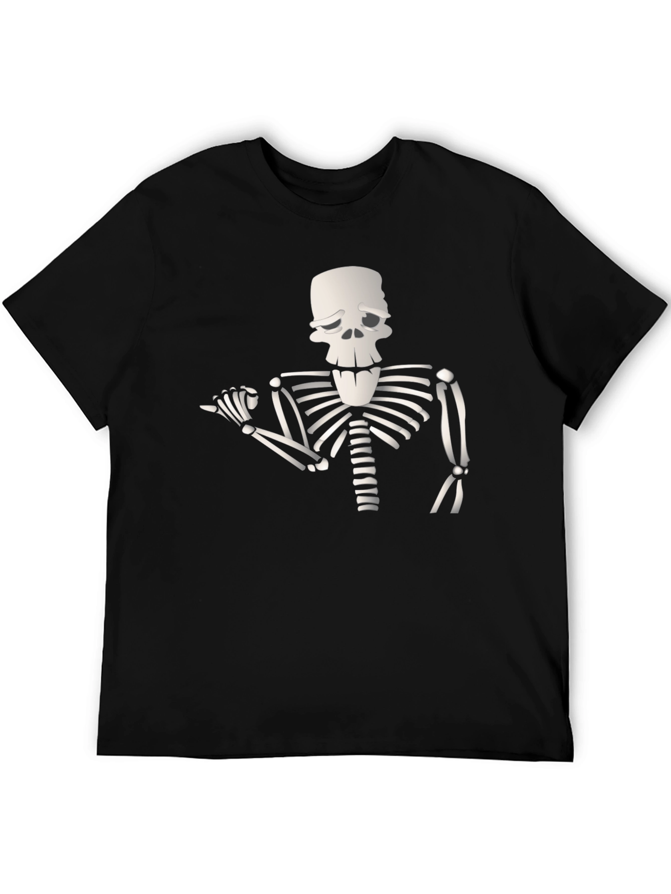 Humorous Skeleton Graphic Tee - Black