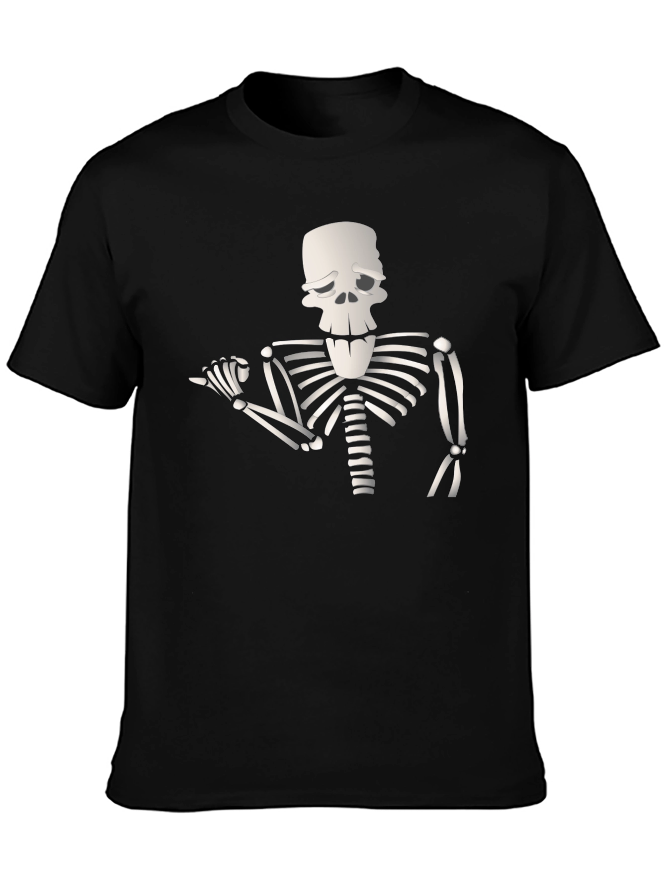 Humorous Skeleton Graphic Tee - Black