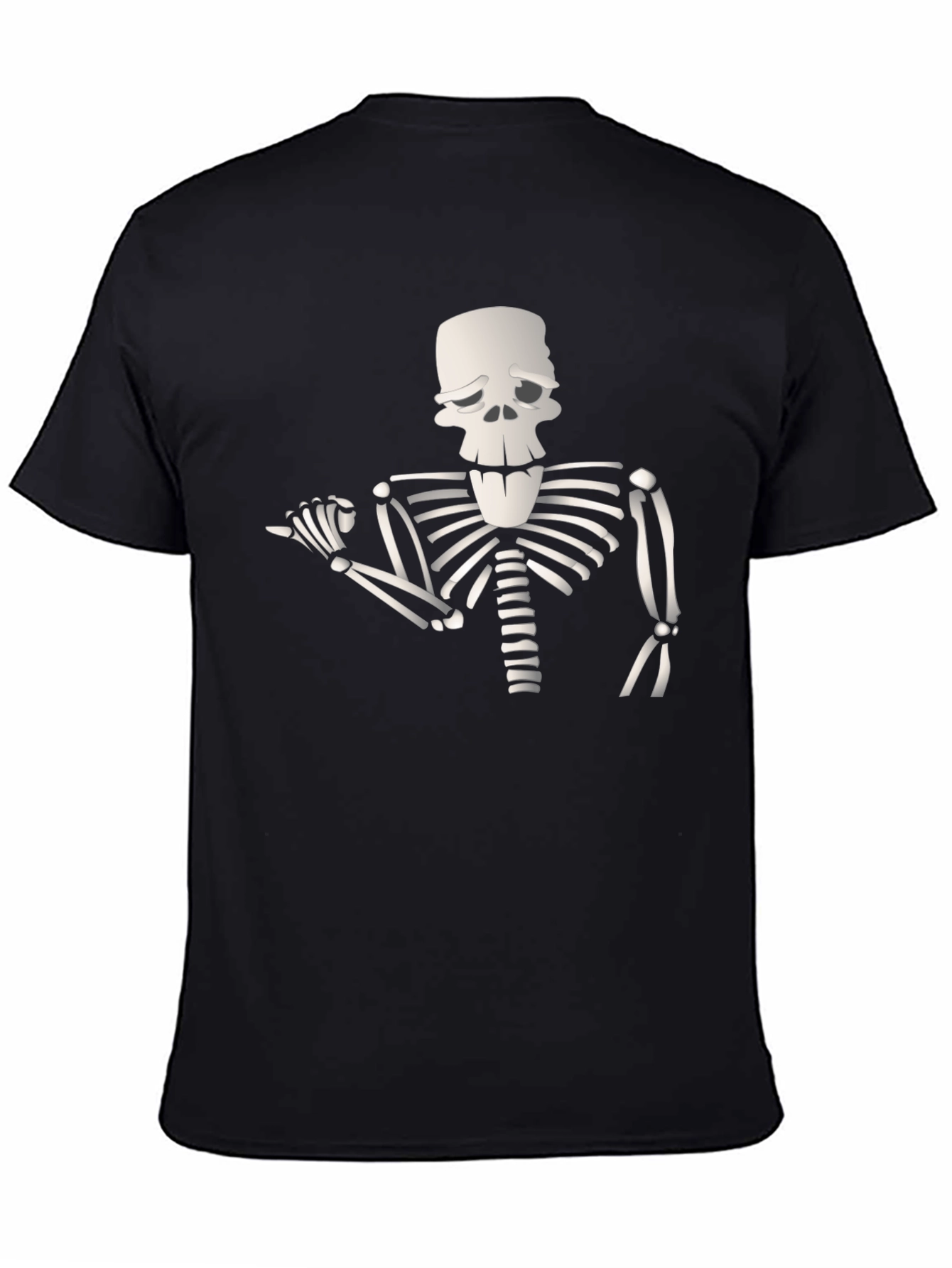 Humorous Skeleton Graphic Tee - Black