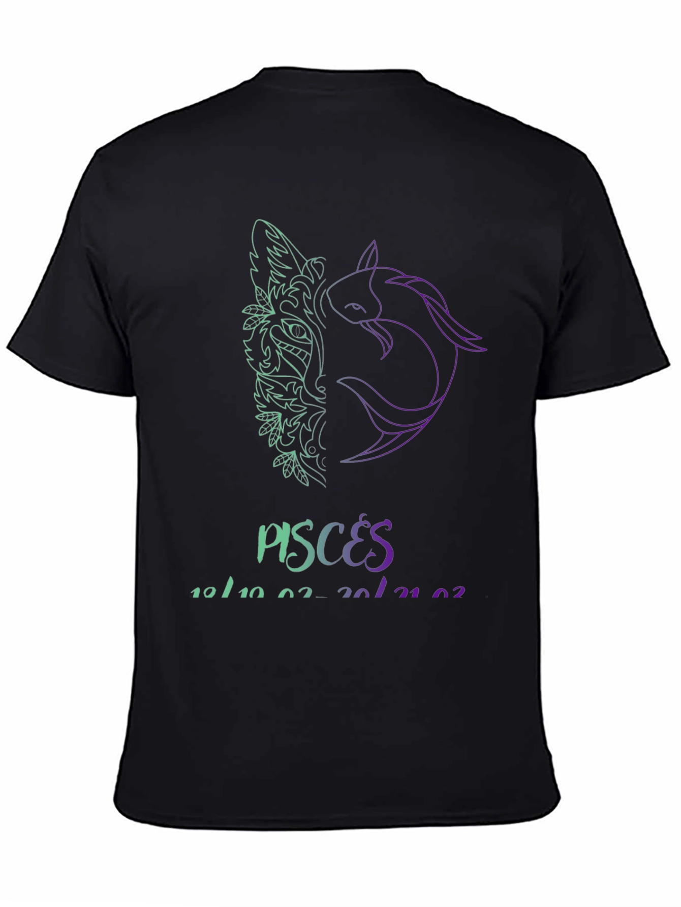 Pisces Zodiac Sign Black T-Shirt
