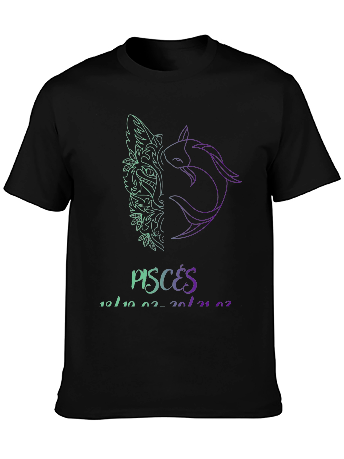 Pisces Zodiac Sign Black T-Shirt