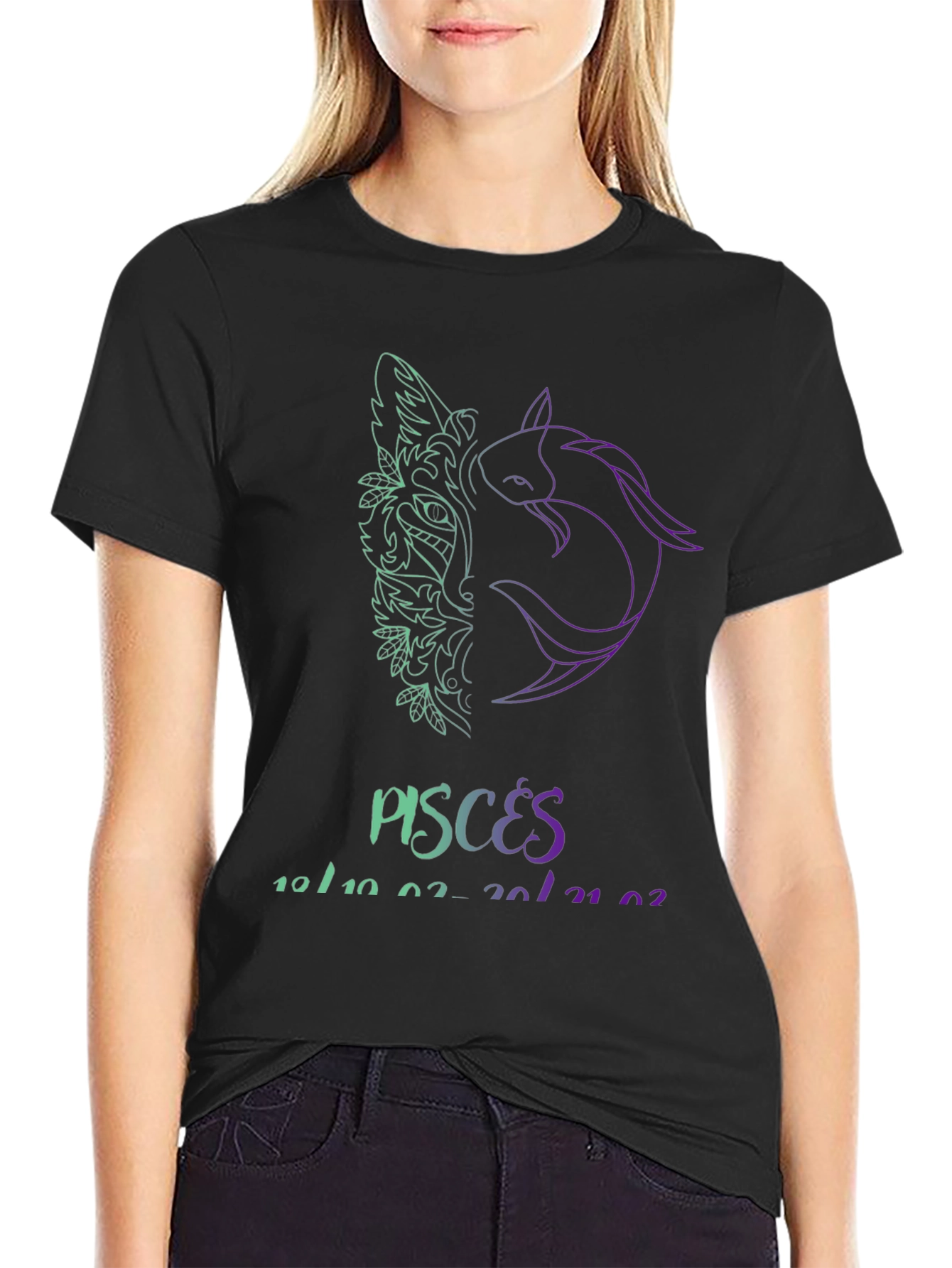 Pisces Zodiac Sign Black T-Shirt