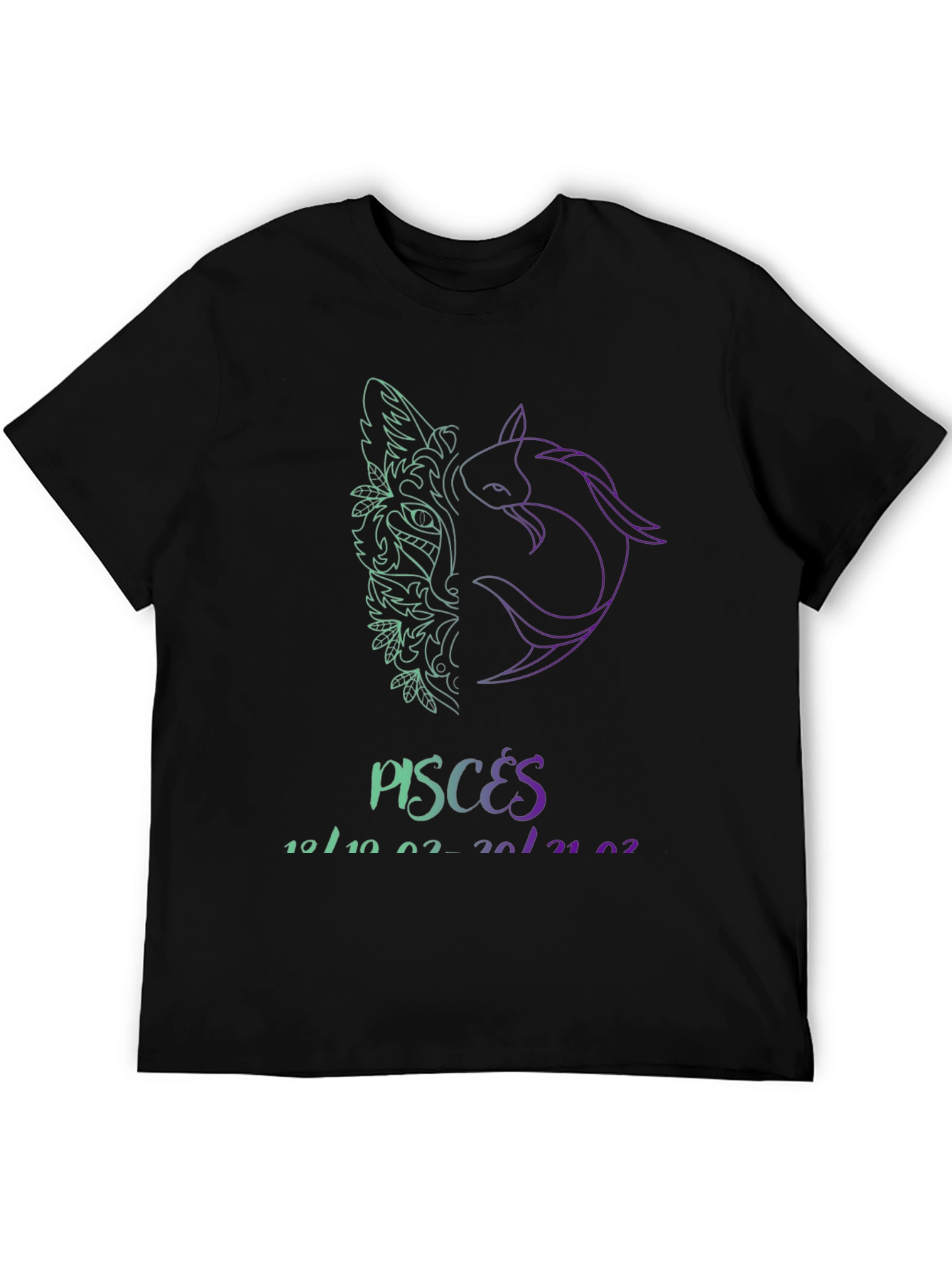 Pisces Zodiac Sign Black T-Shirt