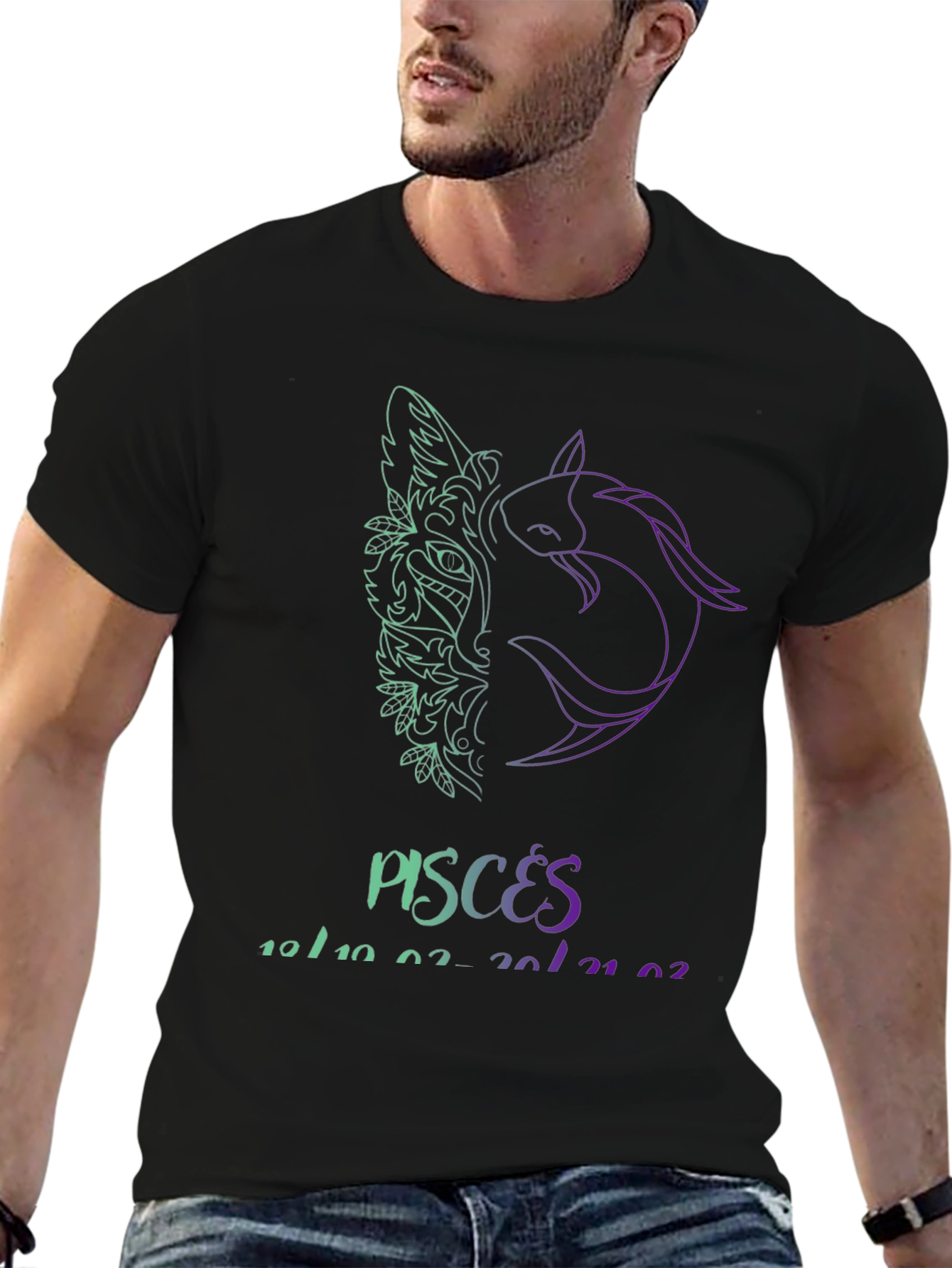 Pisces Zodiac Sign Black T-Shirt