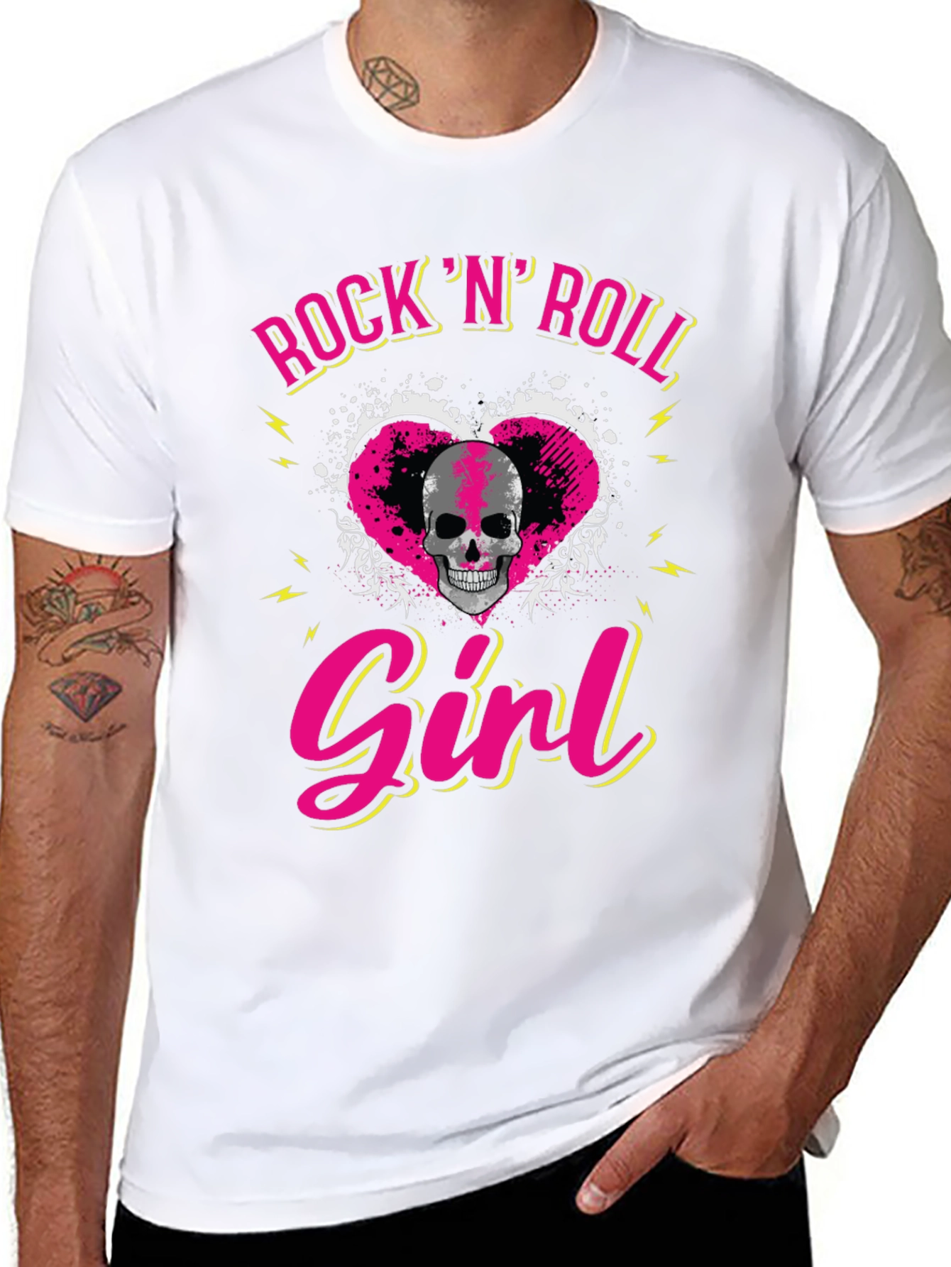 Rock N Roll Girl Skull Graphic T-Shirt