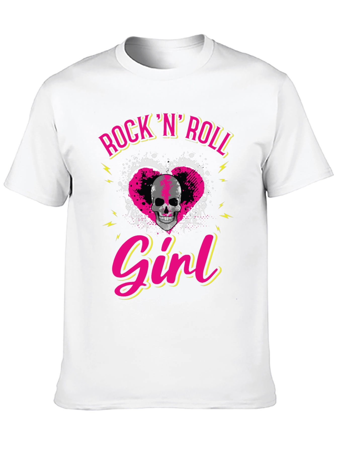 Rock N Roll Girl Skull Graphic T-Shirt