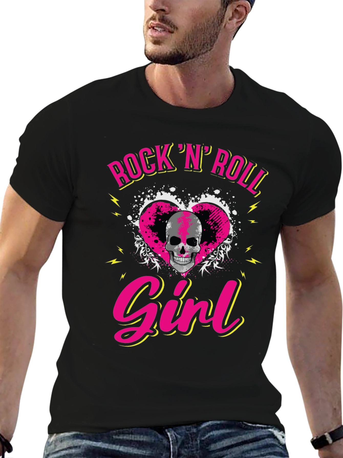 Rock N Roll Girl Skull Graphic T-Shirt