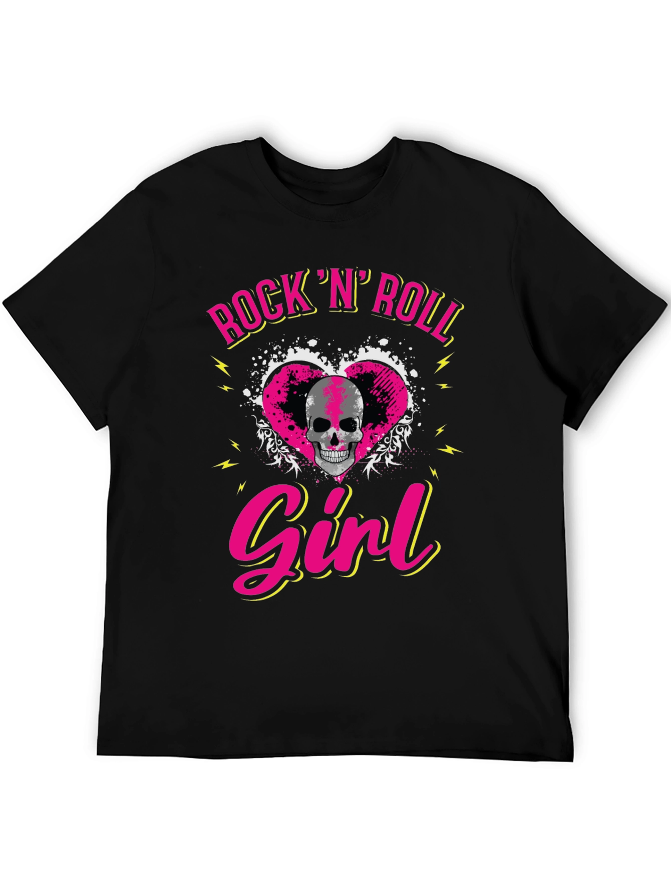 Rock N Roll Girl Skull Graphic T-Shirt