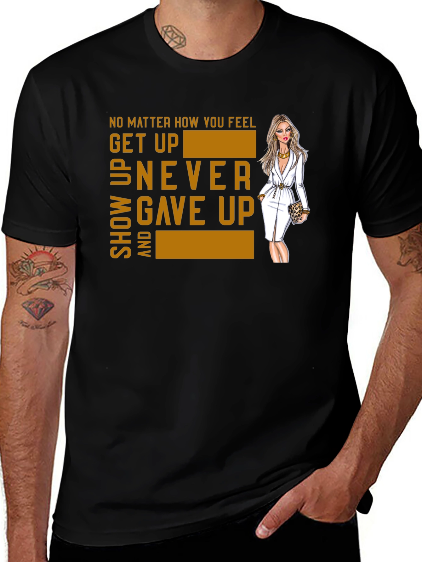 Motivational Graphic Tee - Get Up Never Give Up!