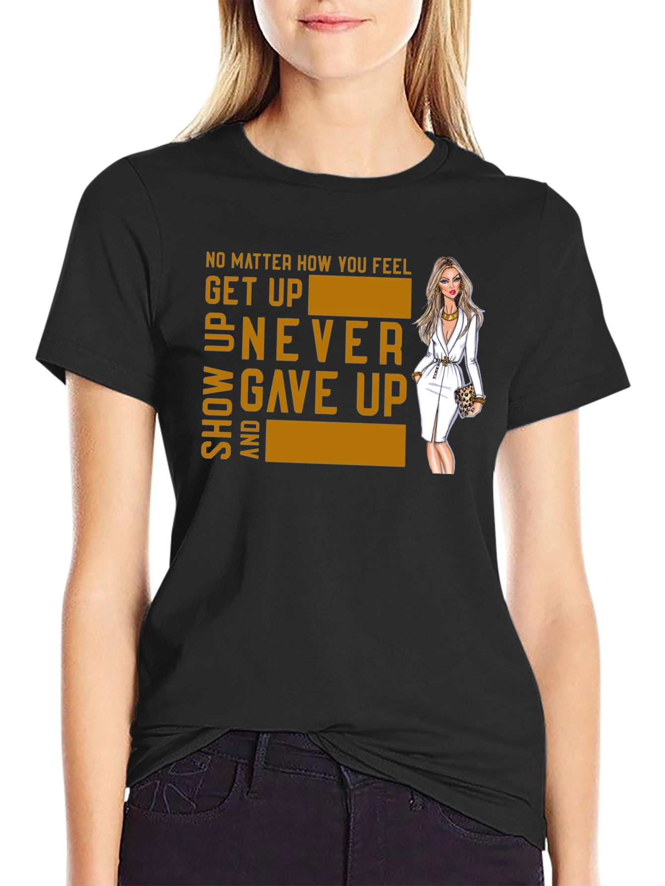 Motivational Graphic Tee - Get Up Never Give Up!