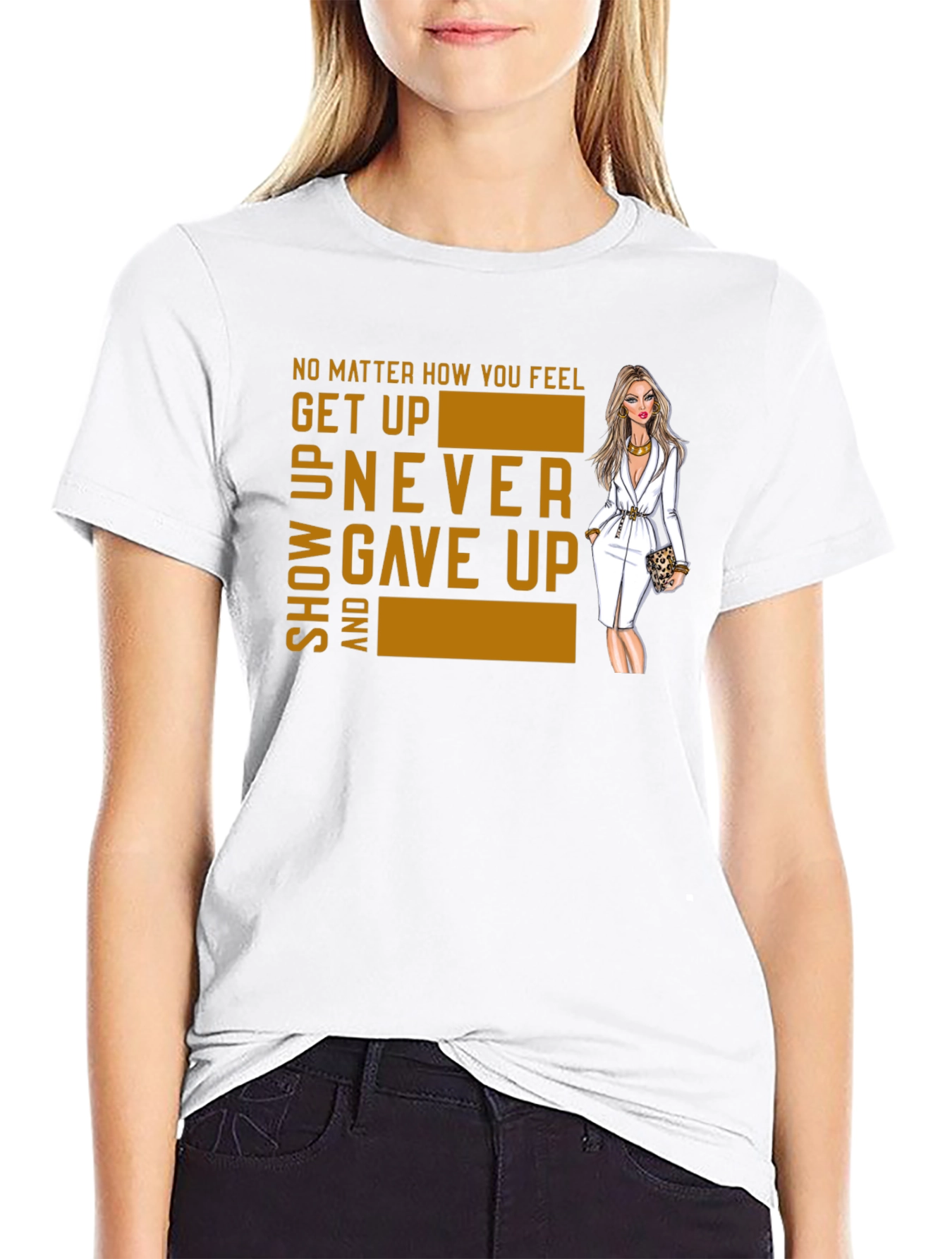 Motivational Graphic Tee - Get Up Never Give Up!