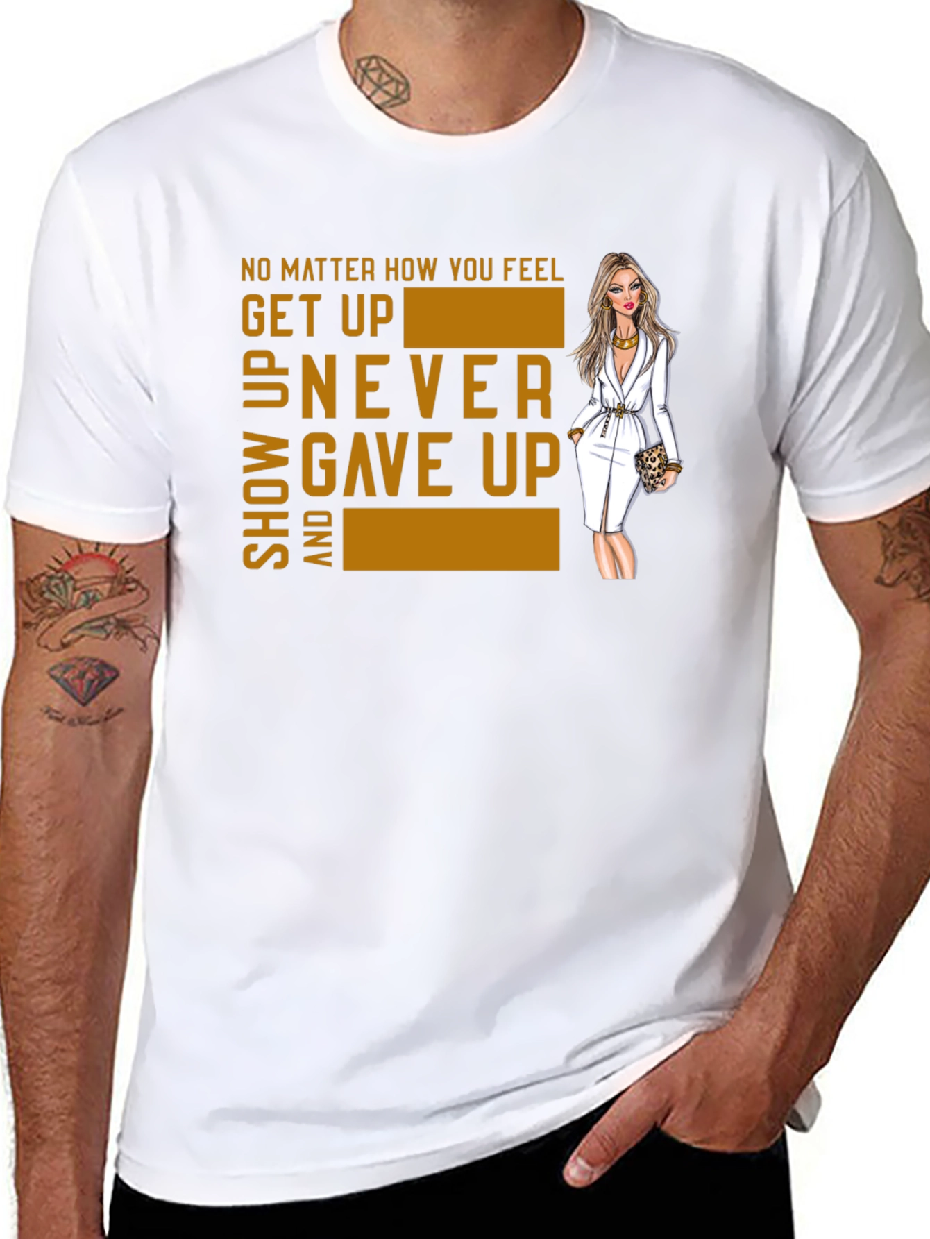 Motivational Graphic Tee - Get Up Never Give Up!