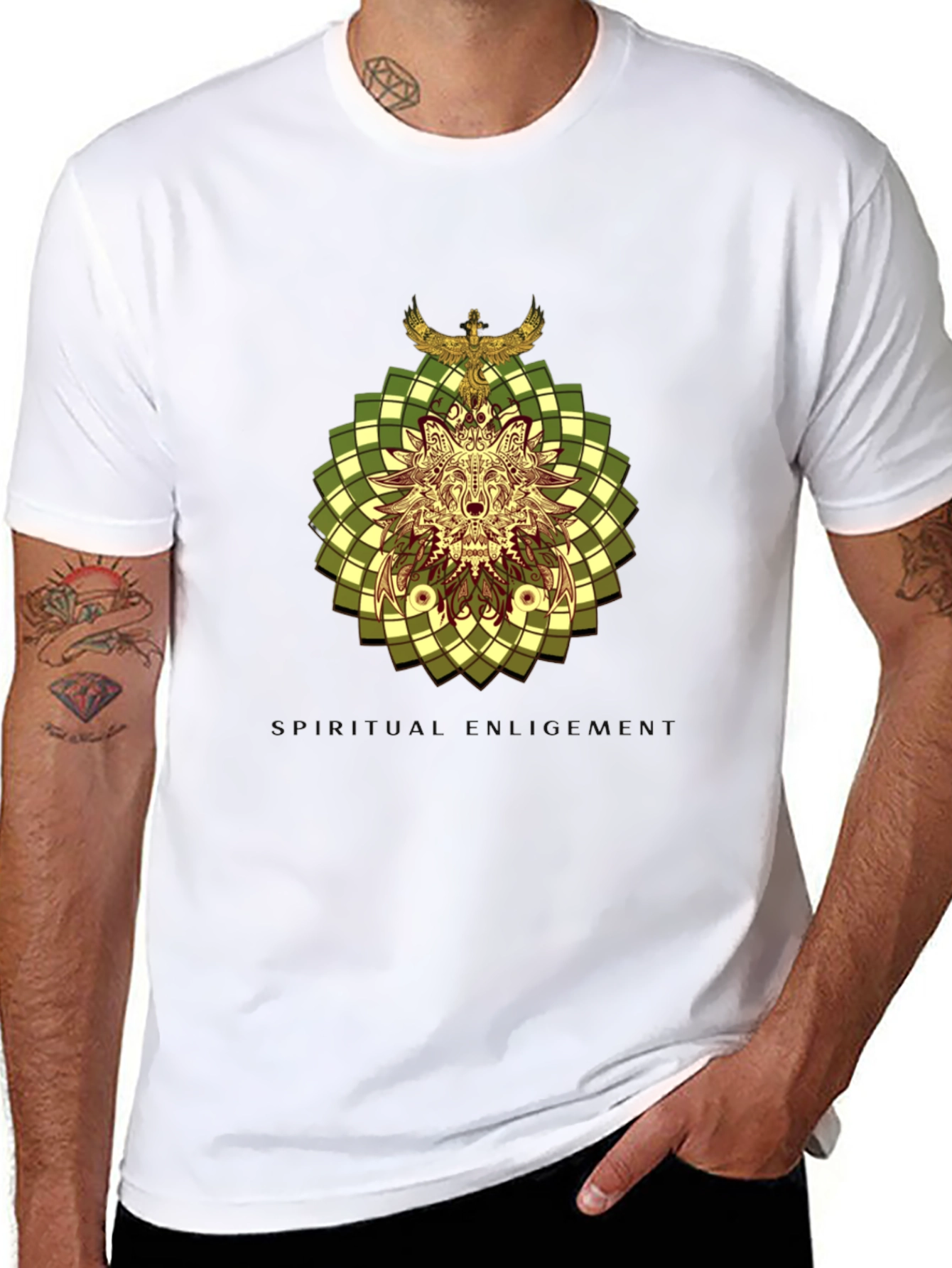 Wolf and Eagle Graphic Print Tee
