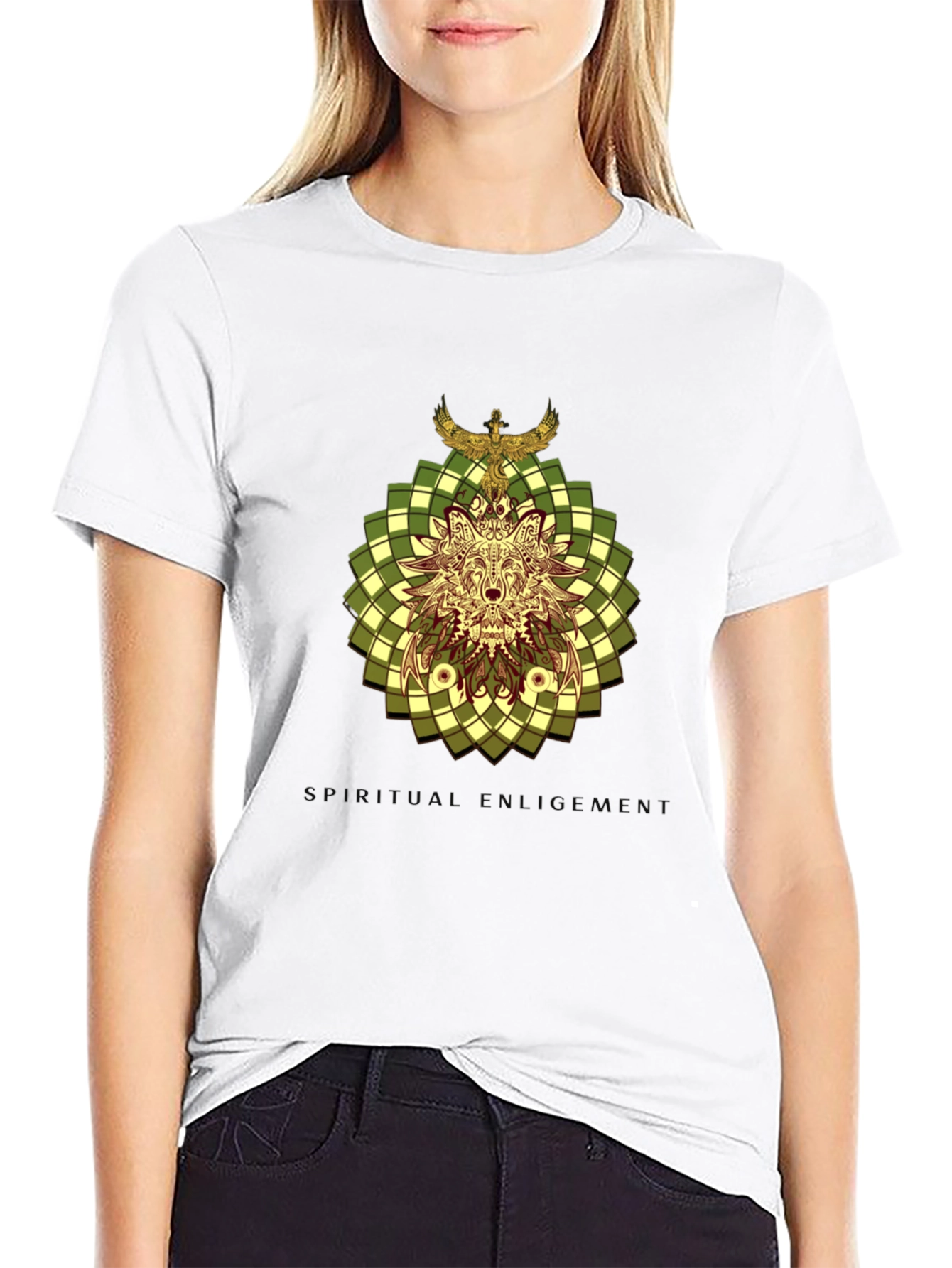 Wolf and Eagle Graphic Print Tee