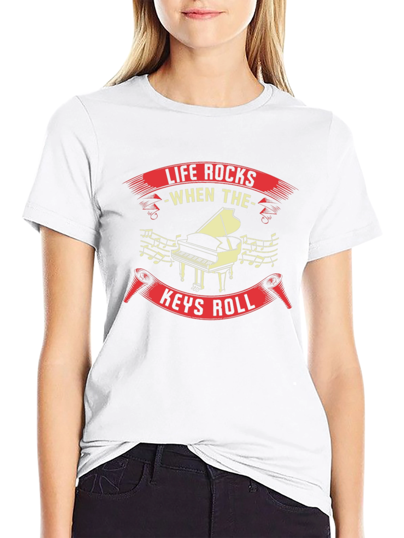 Life Rocks Piano T-Shirt - Music Lover Tee