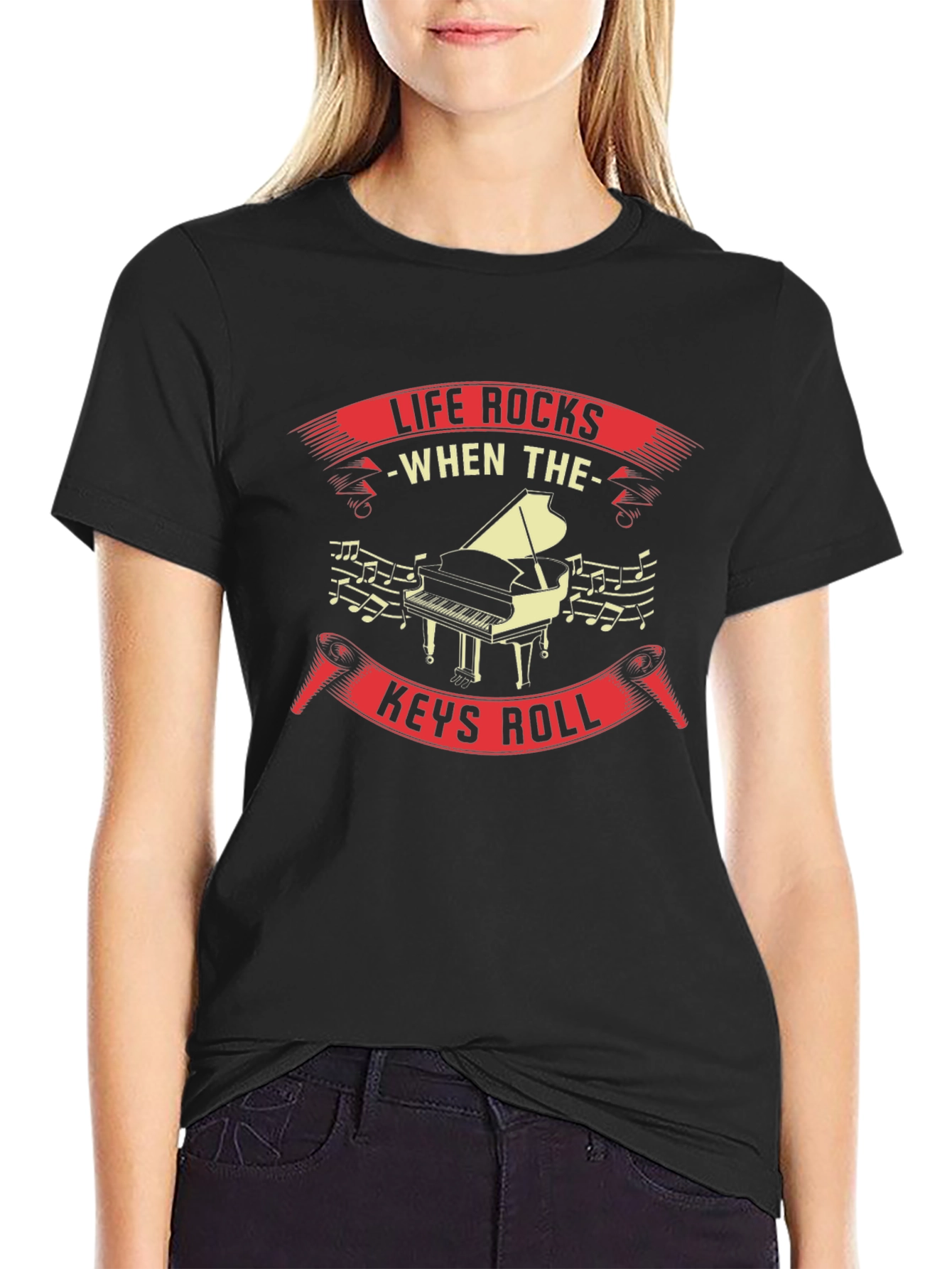 Life Rocks Piano T-Shirt - Music Lover Tee