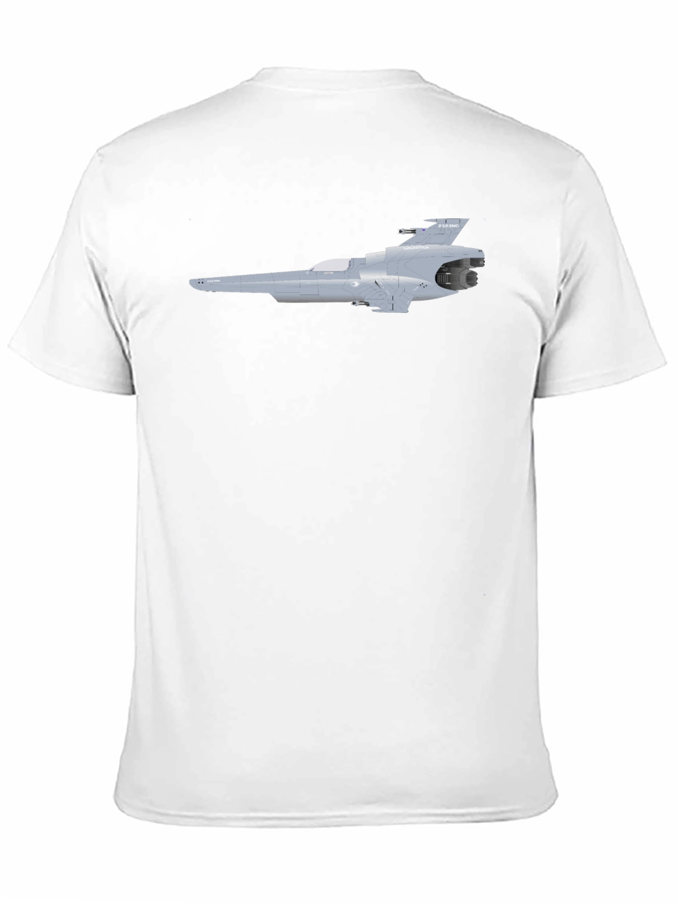 Sci-Fi Spaceship Graphic Tee - Black Cotton T-Shirt