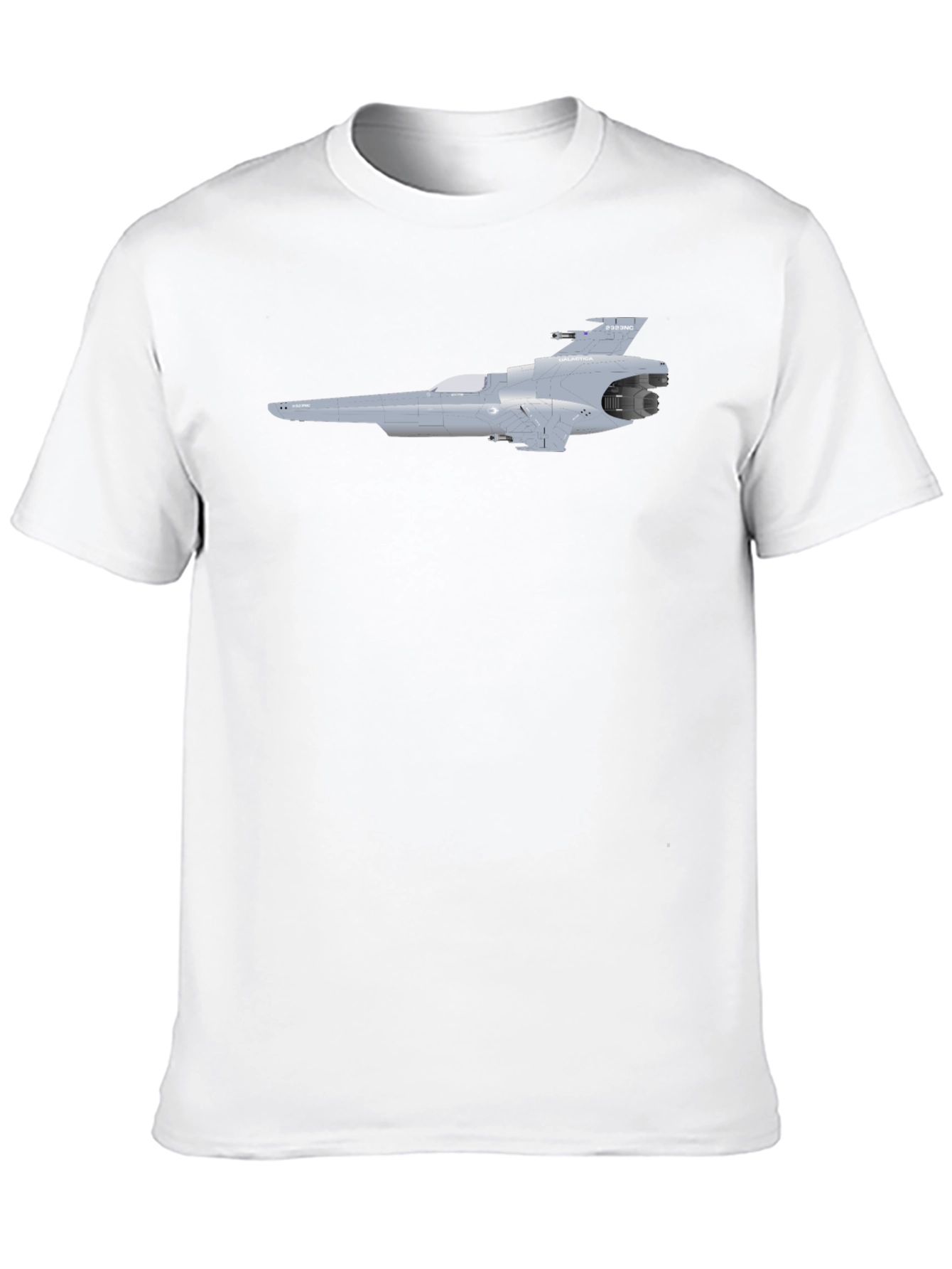 Sci-Fi Spaceship Graphic Tee - Black Cotton T-Shirt