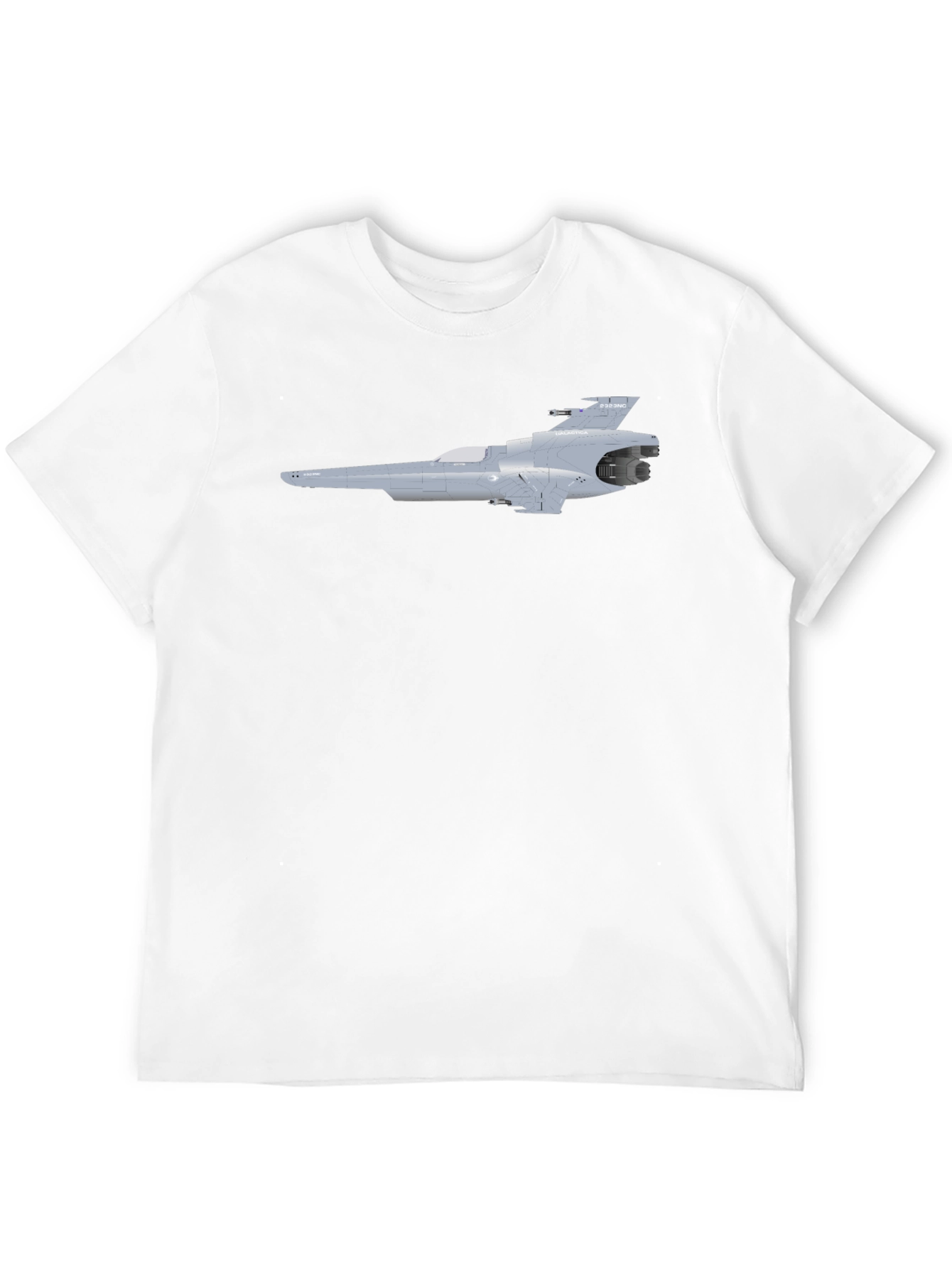 Sci-Fi Spaceship Graphic Tee - Black Cotton T-Shirt