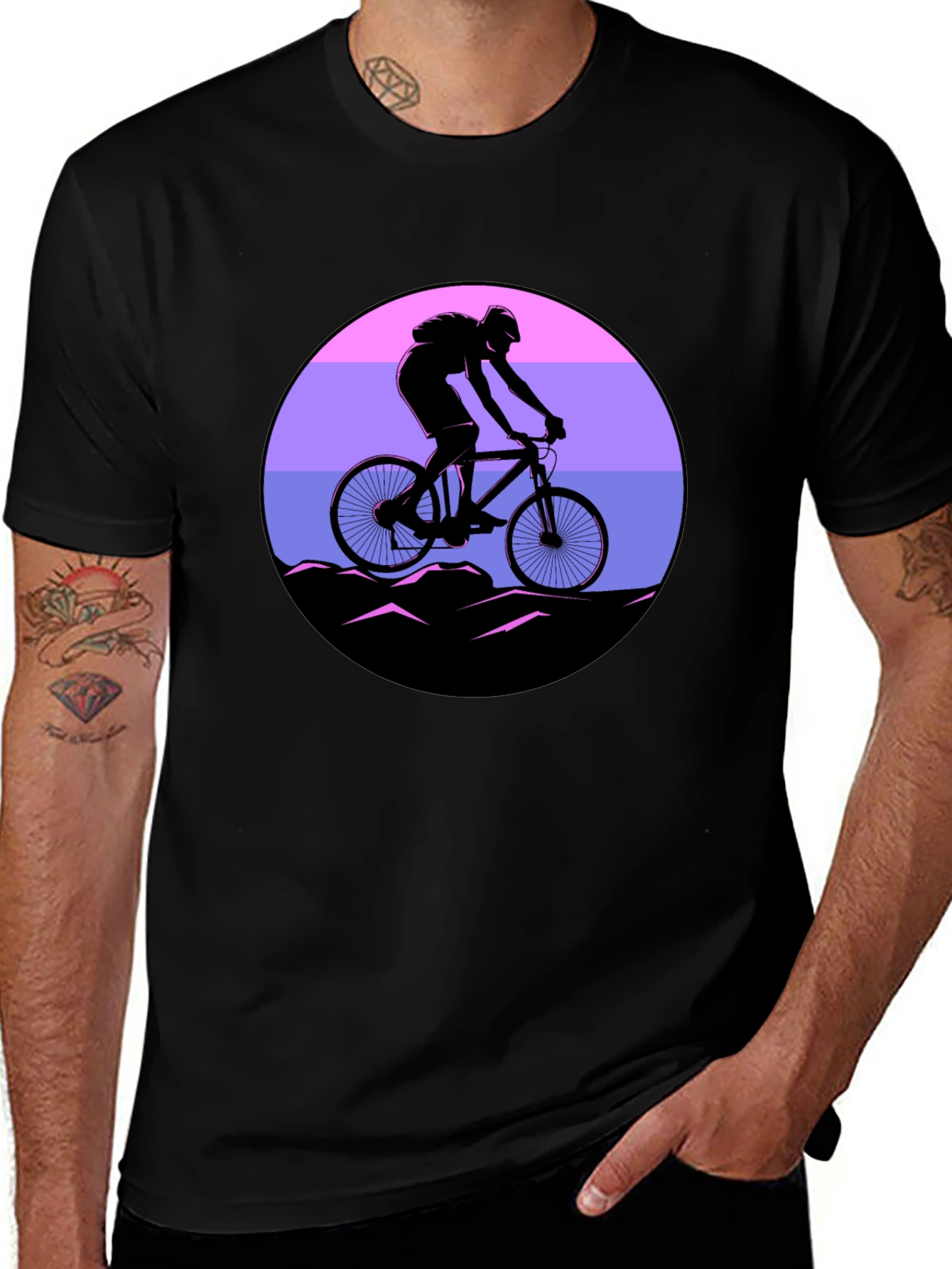 Mountain Biker Sunset Graphic Tee