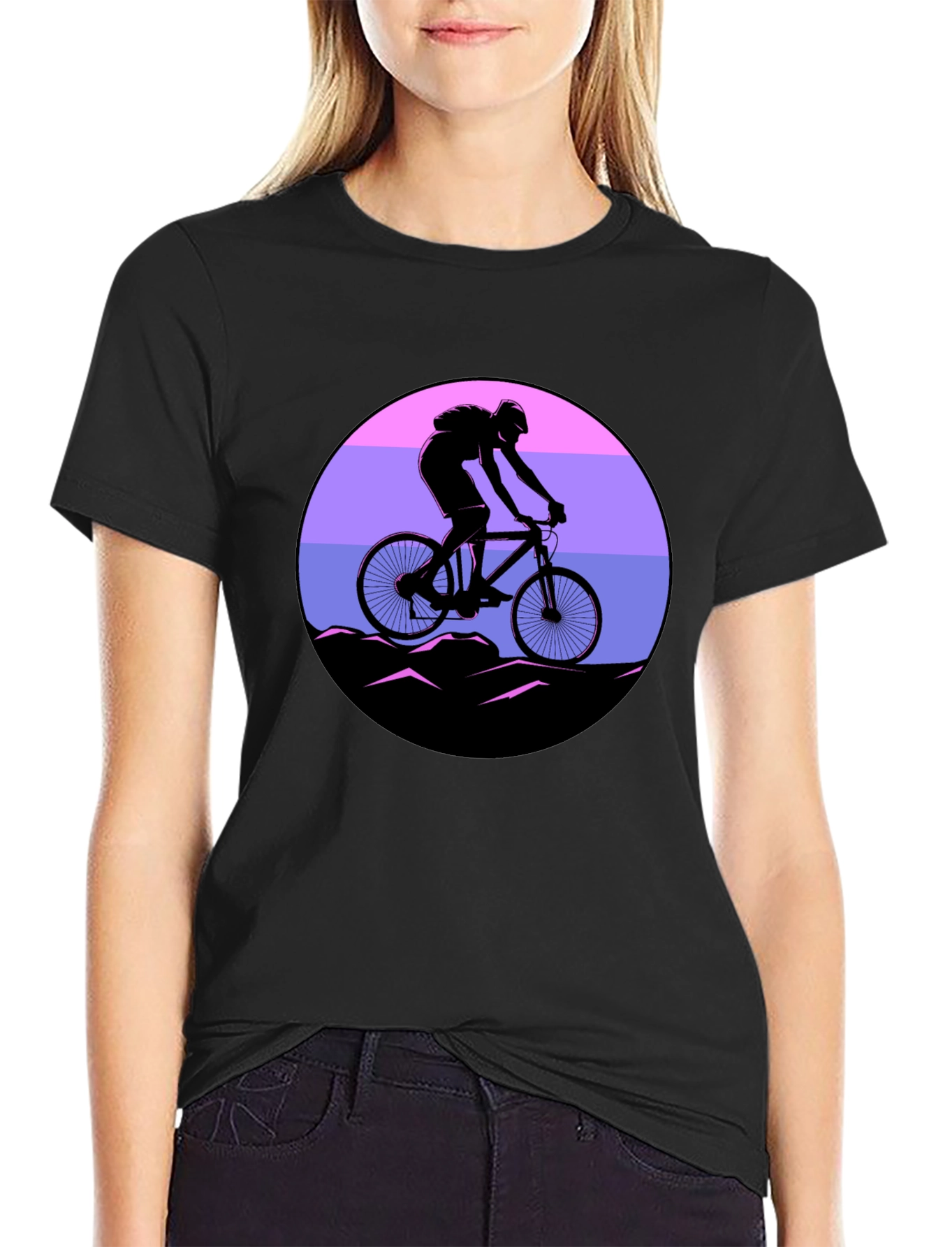 Mountain Biker Sunset Graphic Tee