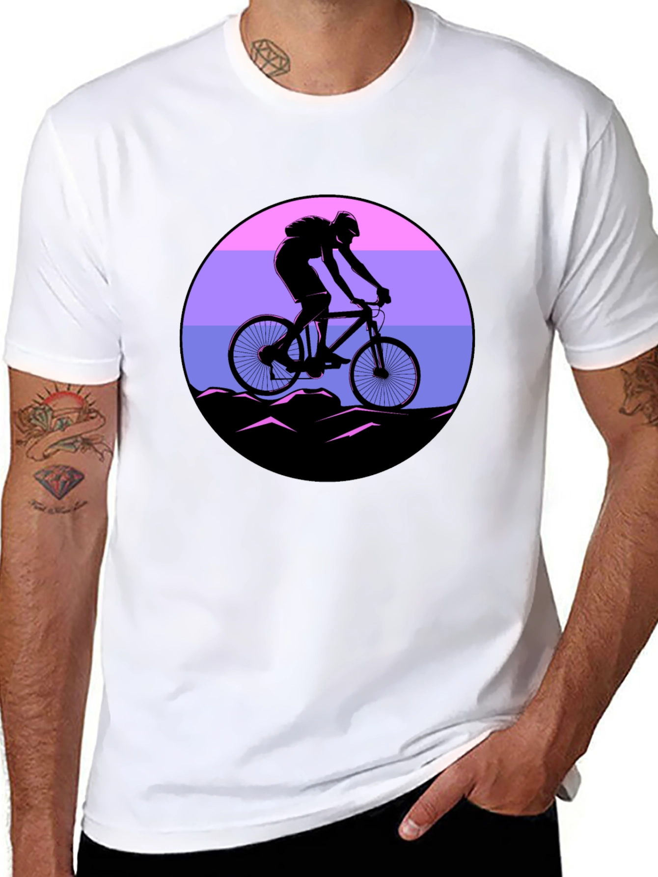 Mountain Biker Sunset Graphic Tee