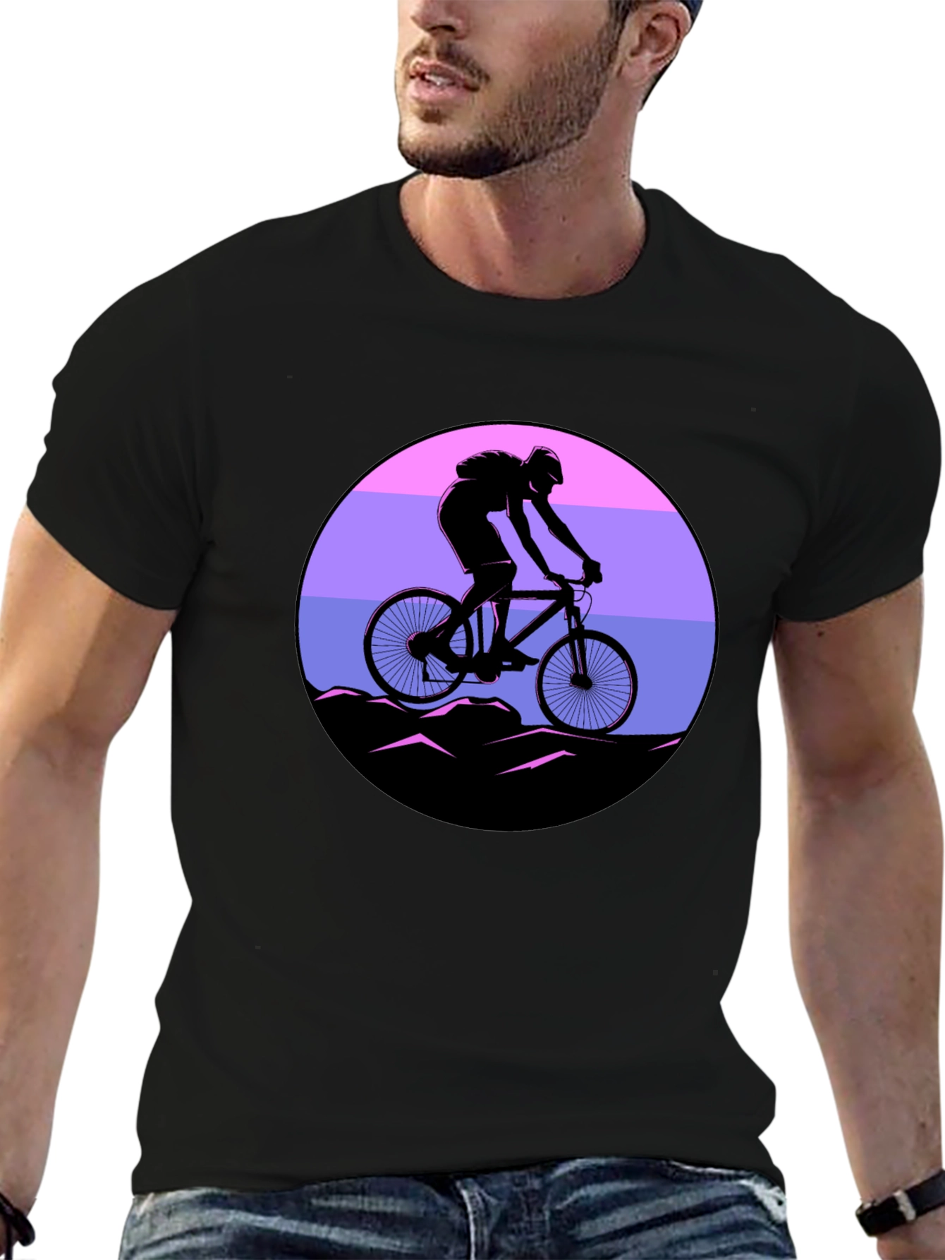 Mountain Biker Sunset Graphic Tee