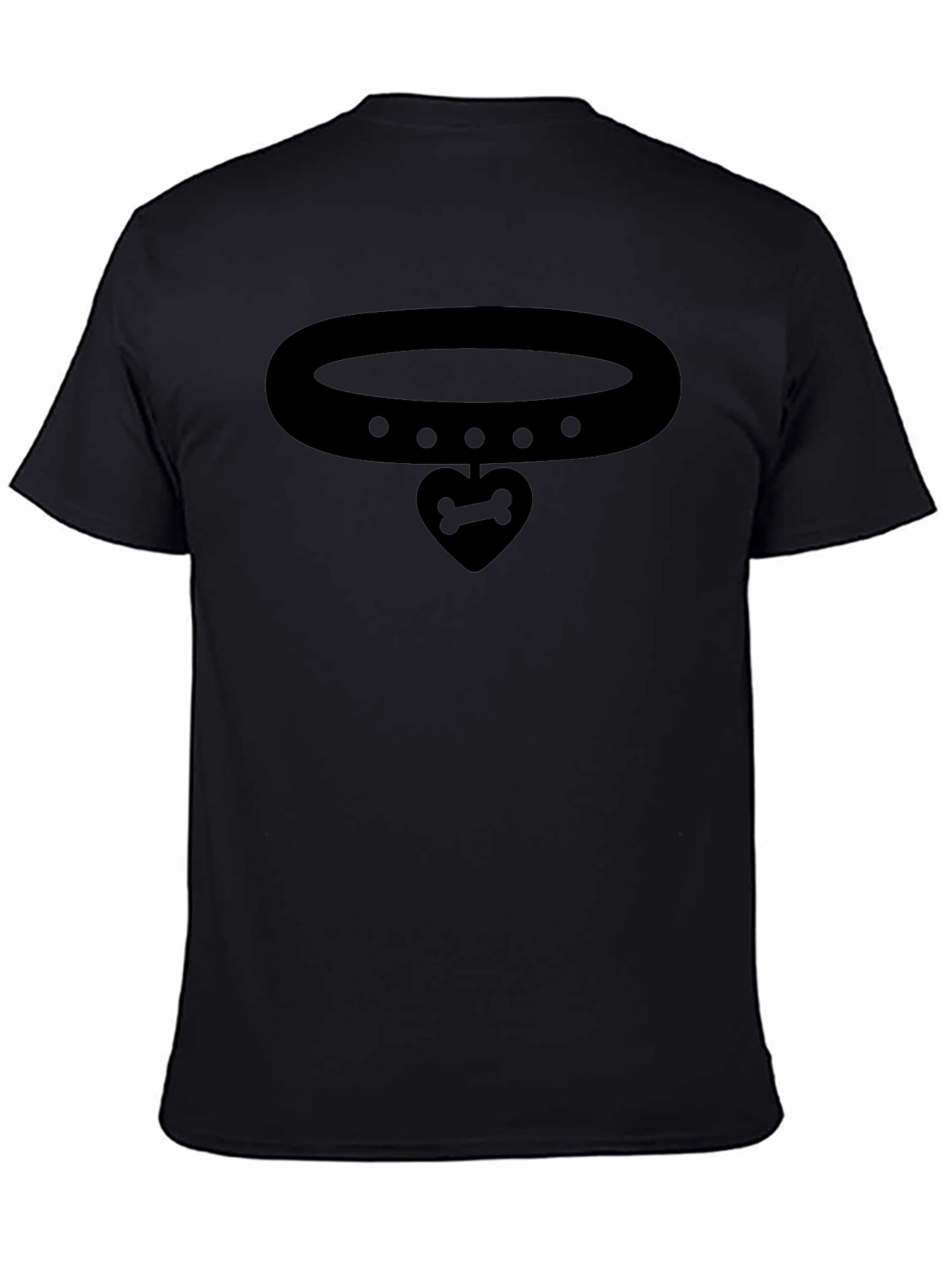Bone Heart Pendant Collar Graphic Black T-Shirt